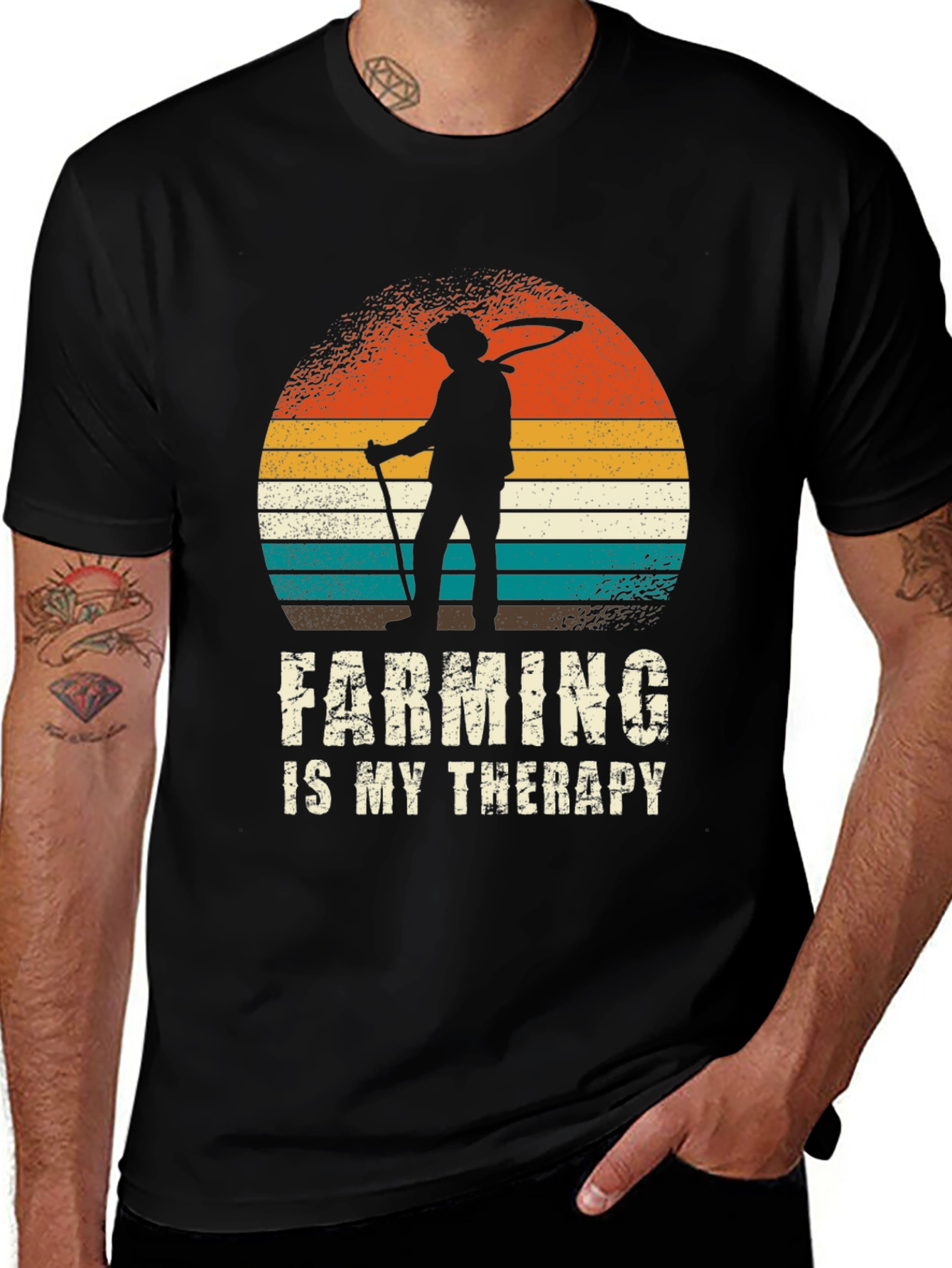 Farming is My Therapy T-Shirt - Vintage Farmer Graphic Tee