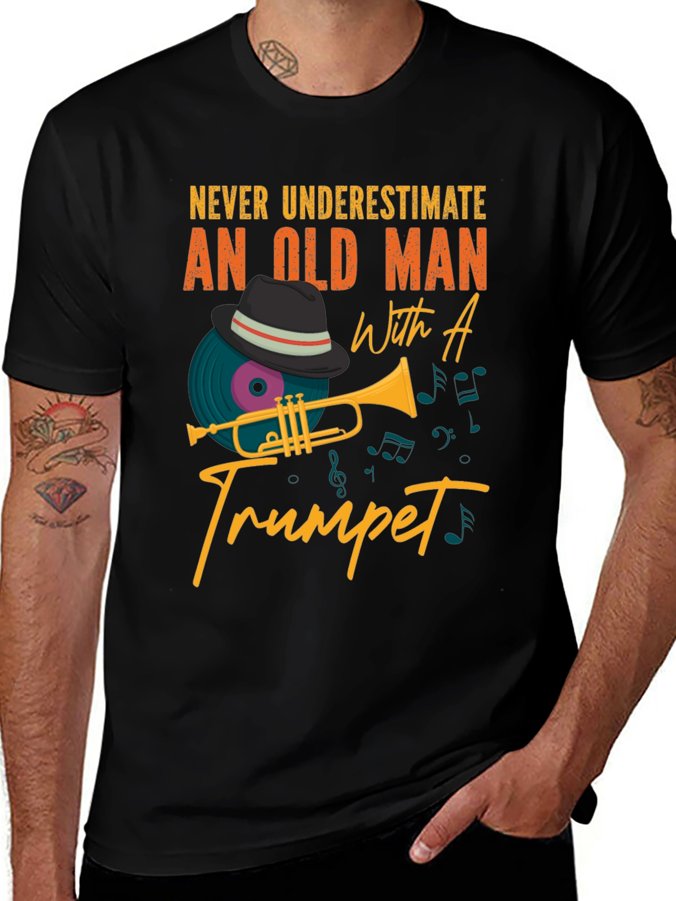 Variant 8 of Old Man Trumpet T-Shirt: Never Underestimate