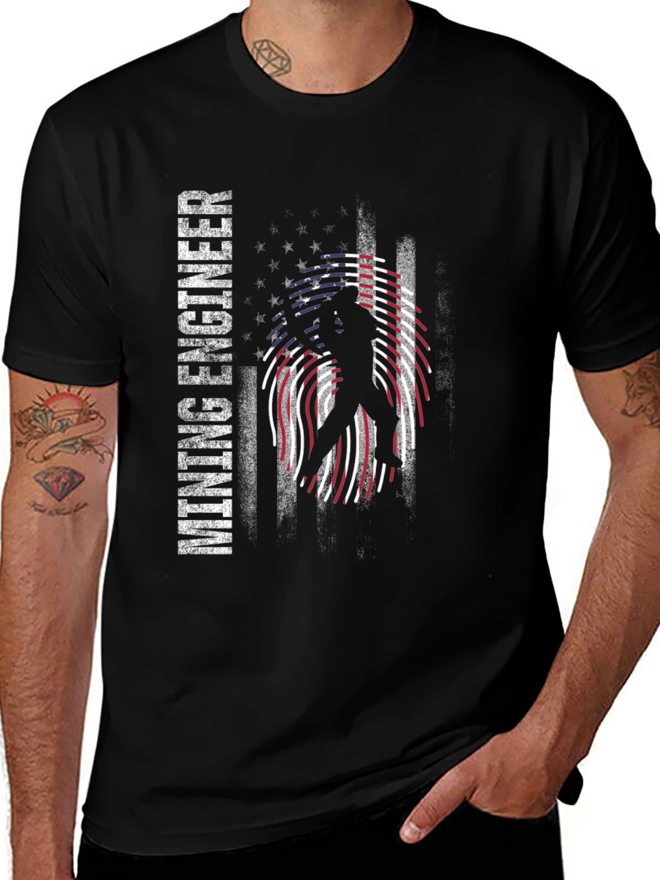 Mining Engineer American Flag T-Shirt