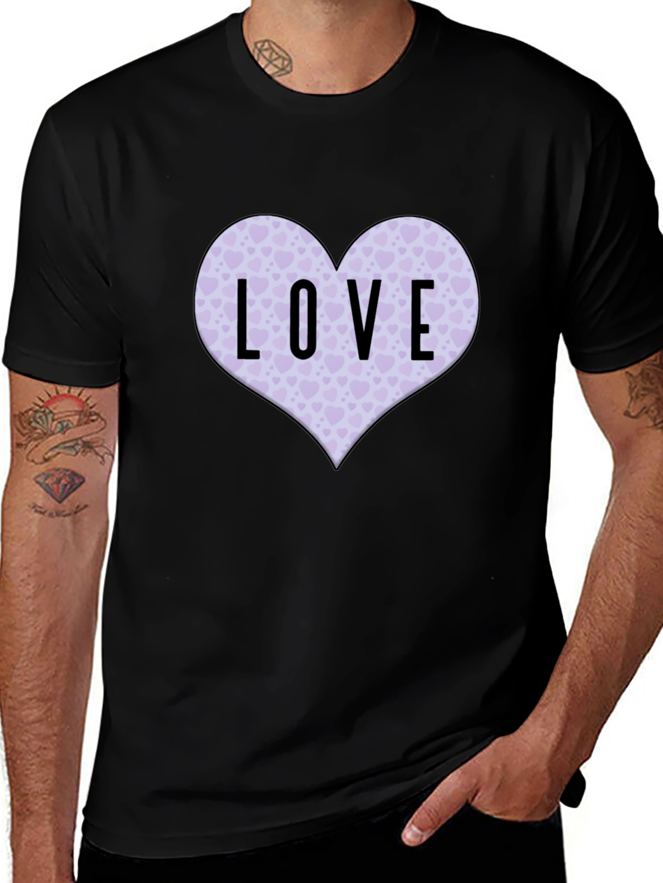Variant 12 of Love Heart Graphic Black T-Shirt