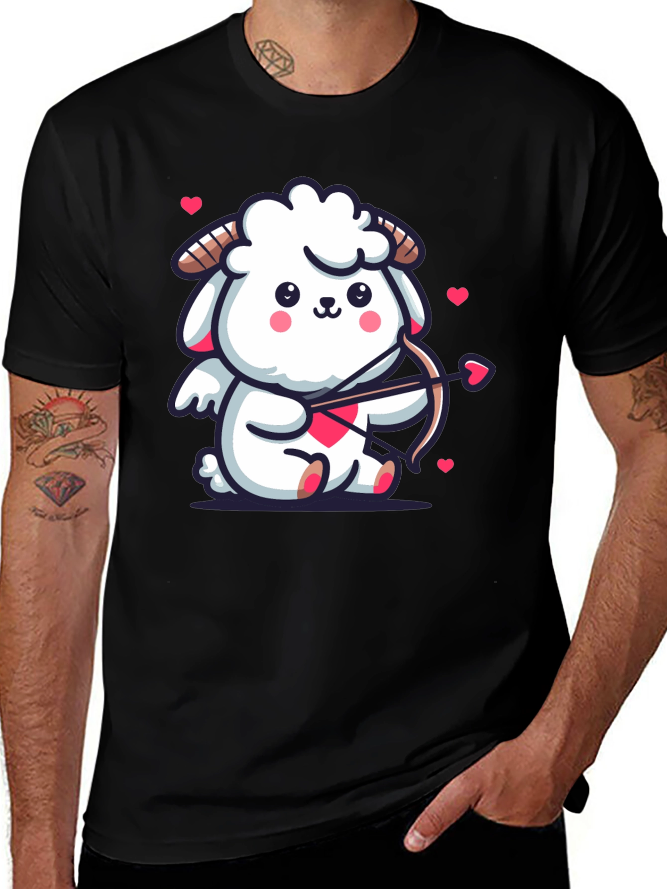 Cute Sheep Cupid Graphic T-Shirt