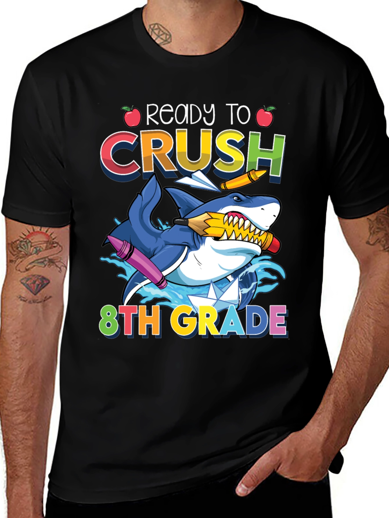 Variant 14 of Ready to Crush 8th Grade T-Shirt - Shark Design