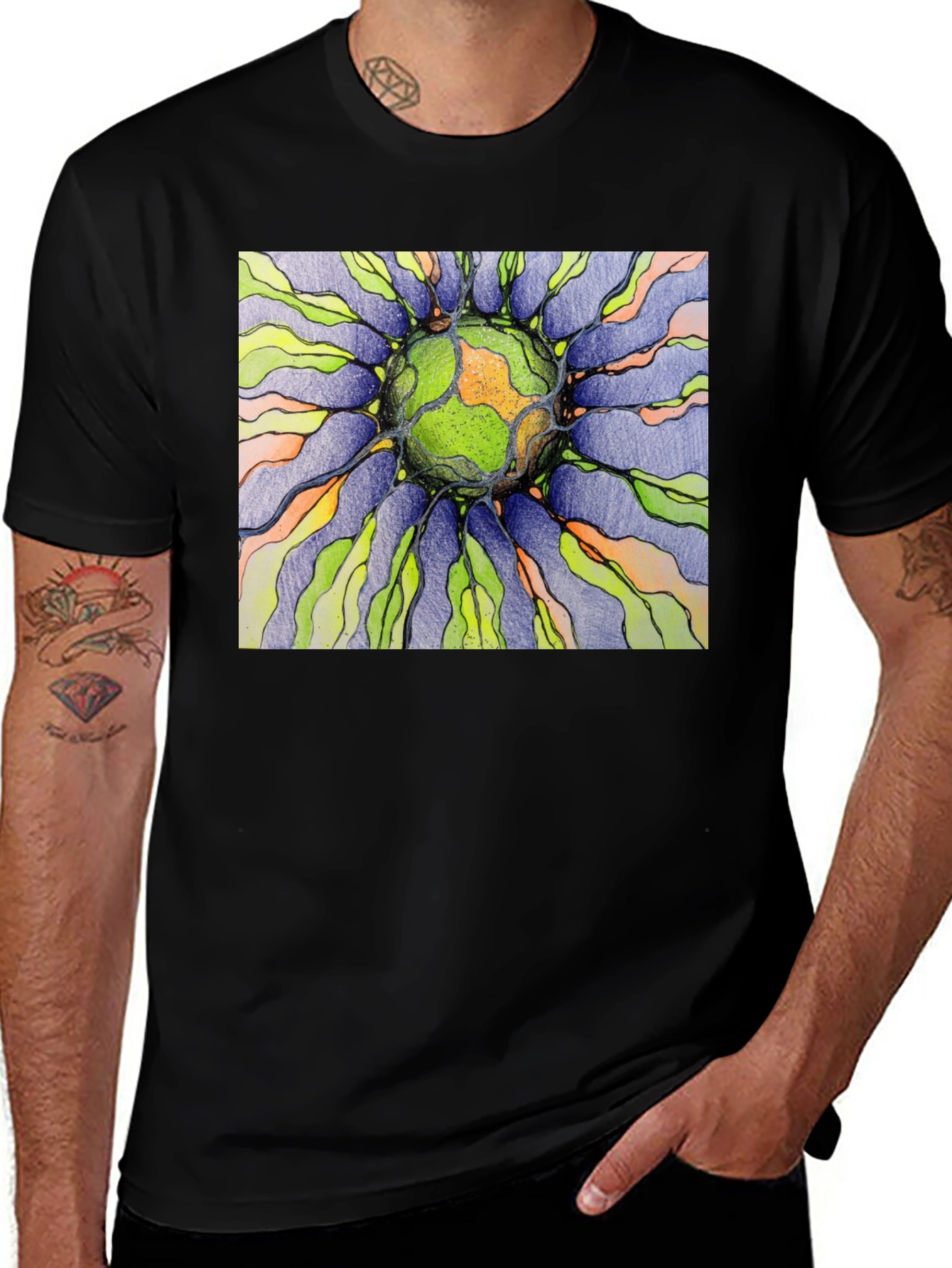 Variant 15 of Abstract Earth Graphic Black T-Shirt