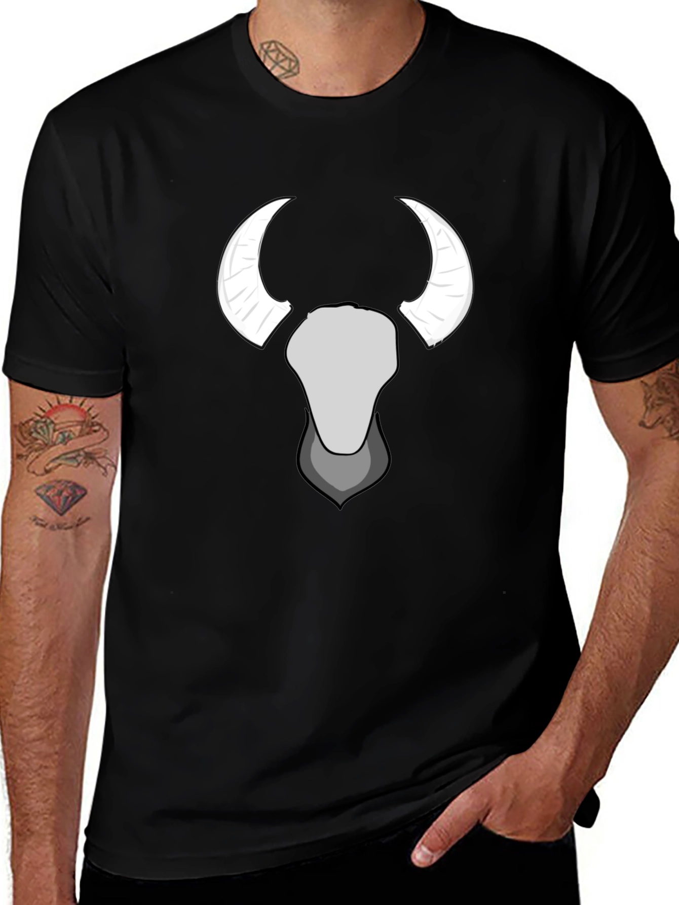 Variant 30 of Bull Skull Graphic Tee - Black Cotton T-Shirt