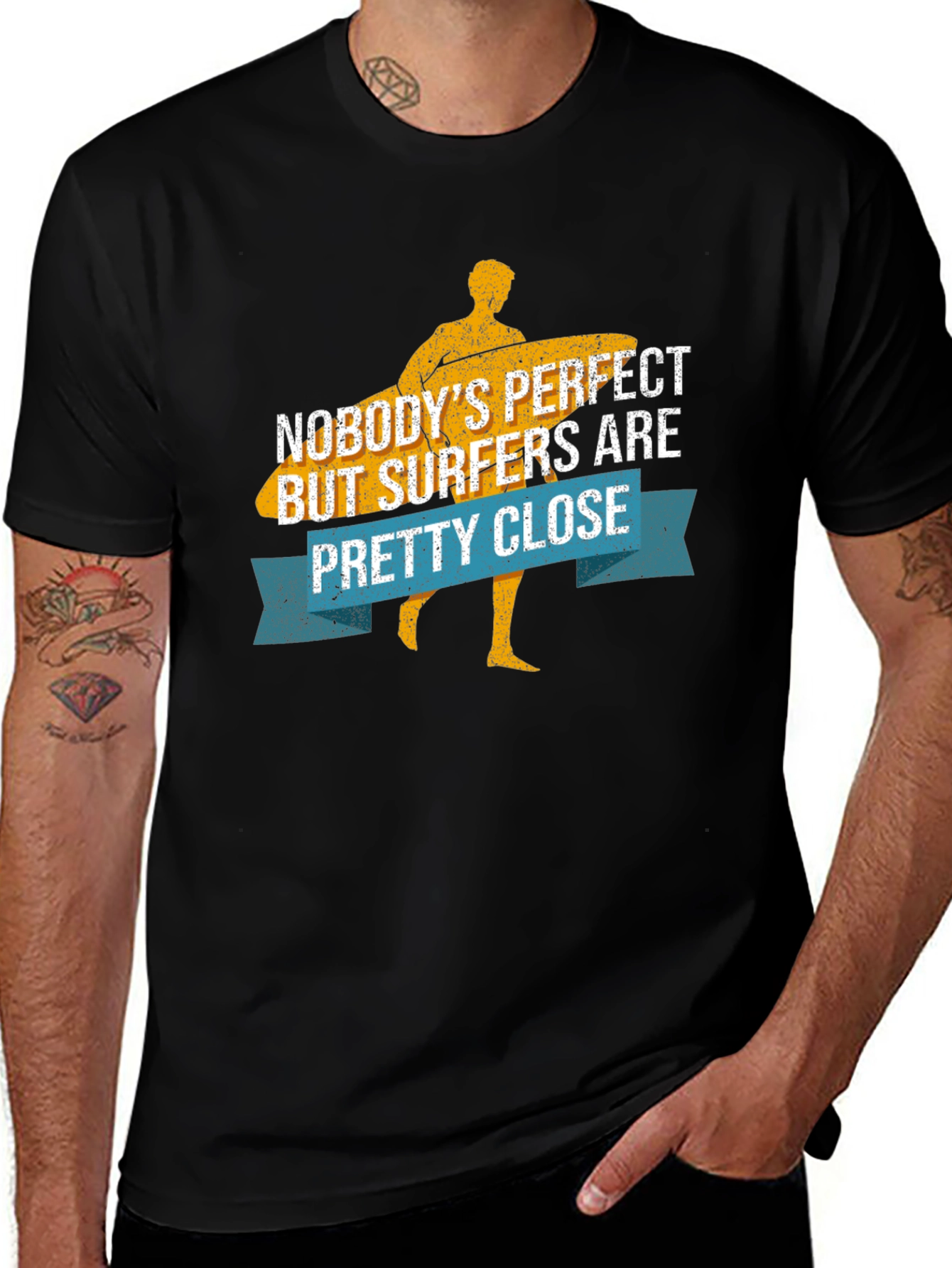 Variant 8 of Funny Surfer T-Shirt - Nobody's Perfect Surfers Close!