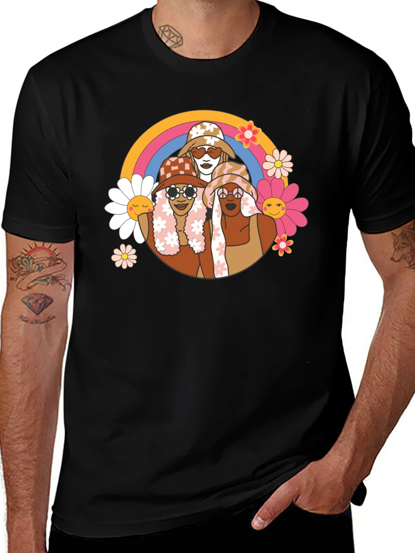 Variant 5 of Groovy Rainbow Circle T-Shirt