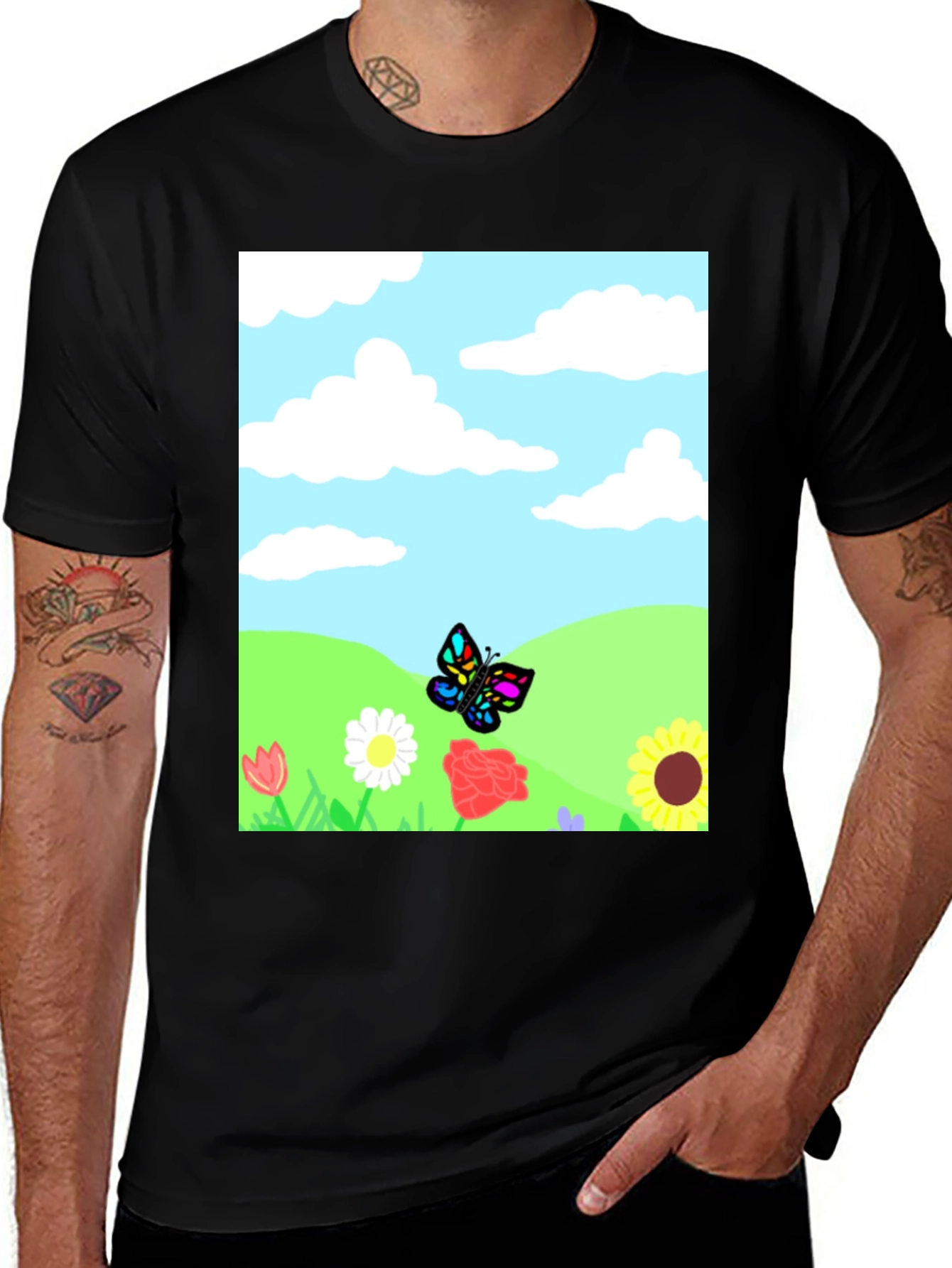 Variant 25 of Butterfly Meadow Graphic Tee - Black