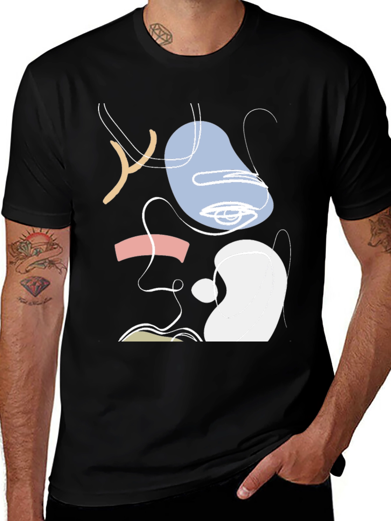 Variant 15 of Abstract Art Print Black T-Shirt