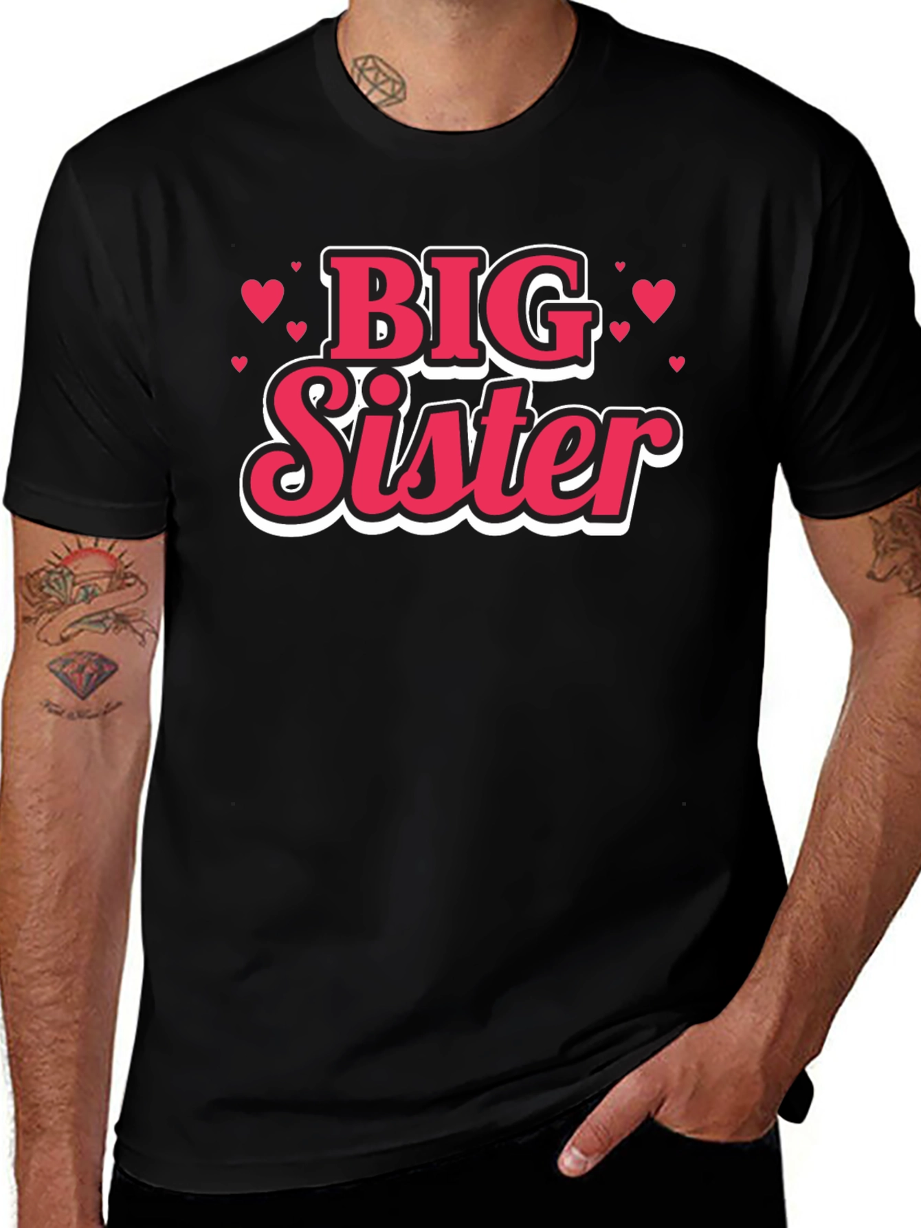 Big Sister Heart Tee - Cute Sibling Announcement Shirt