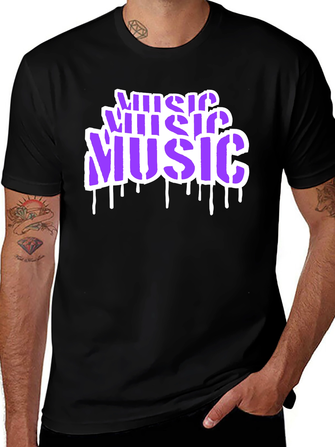 Black Music Graffiti Style Black T-Shirt main image