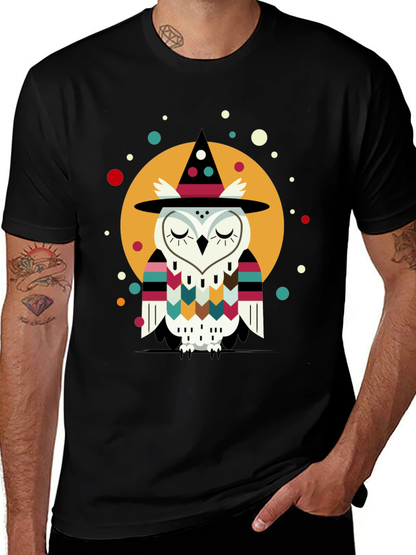 Variant 4 of Whimsical Owl Wizard Graphic Tee
