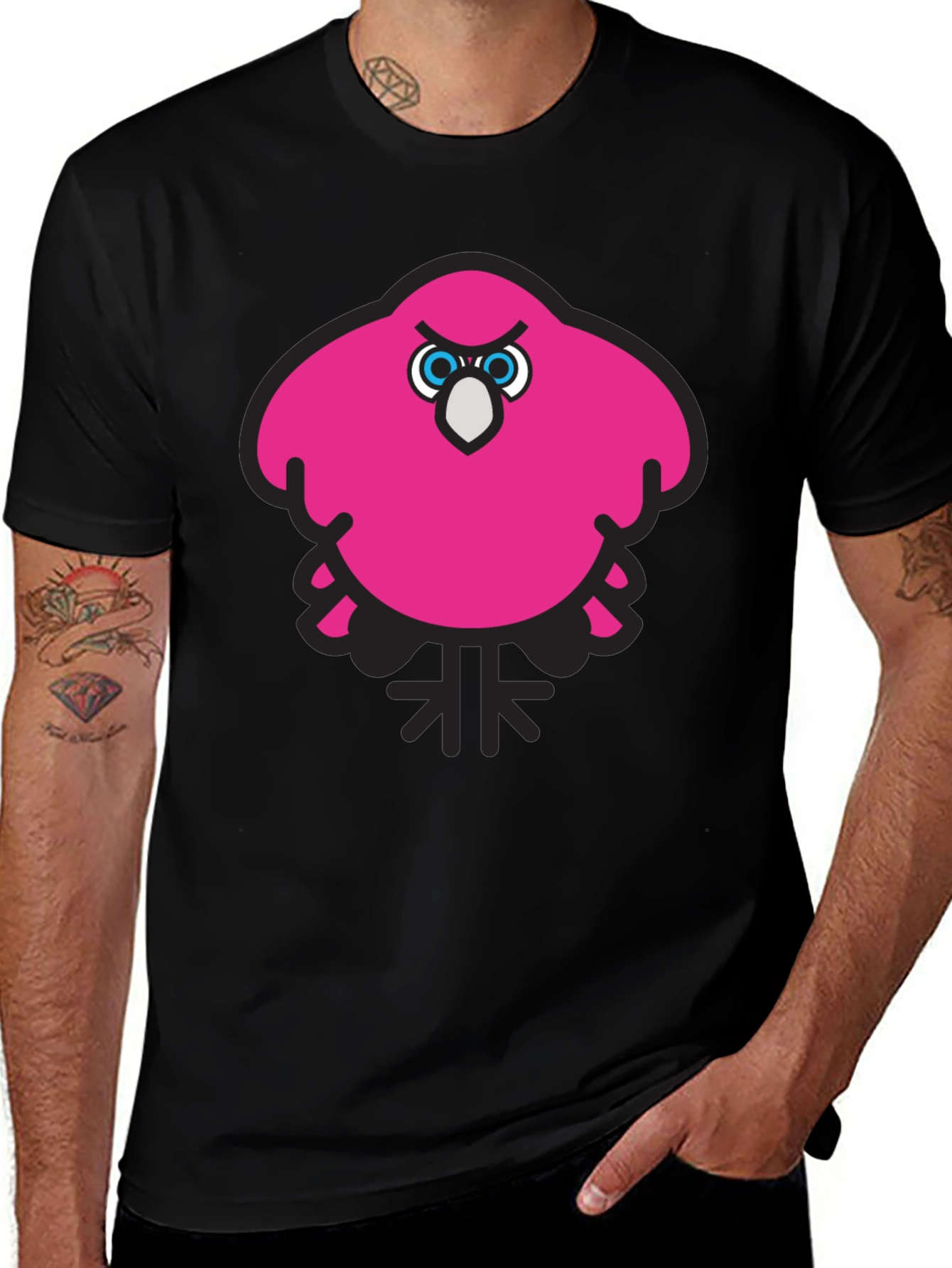 Variant 20 of Pink Angry Bird Graphic Black T-Shirt