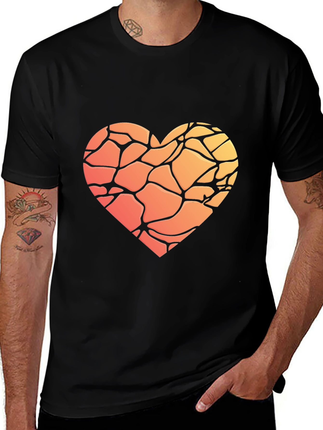 Variant 14 of Heart Mosaic Graphic T-Shirt - Soft Cotton Blend