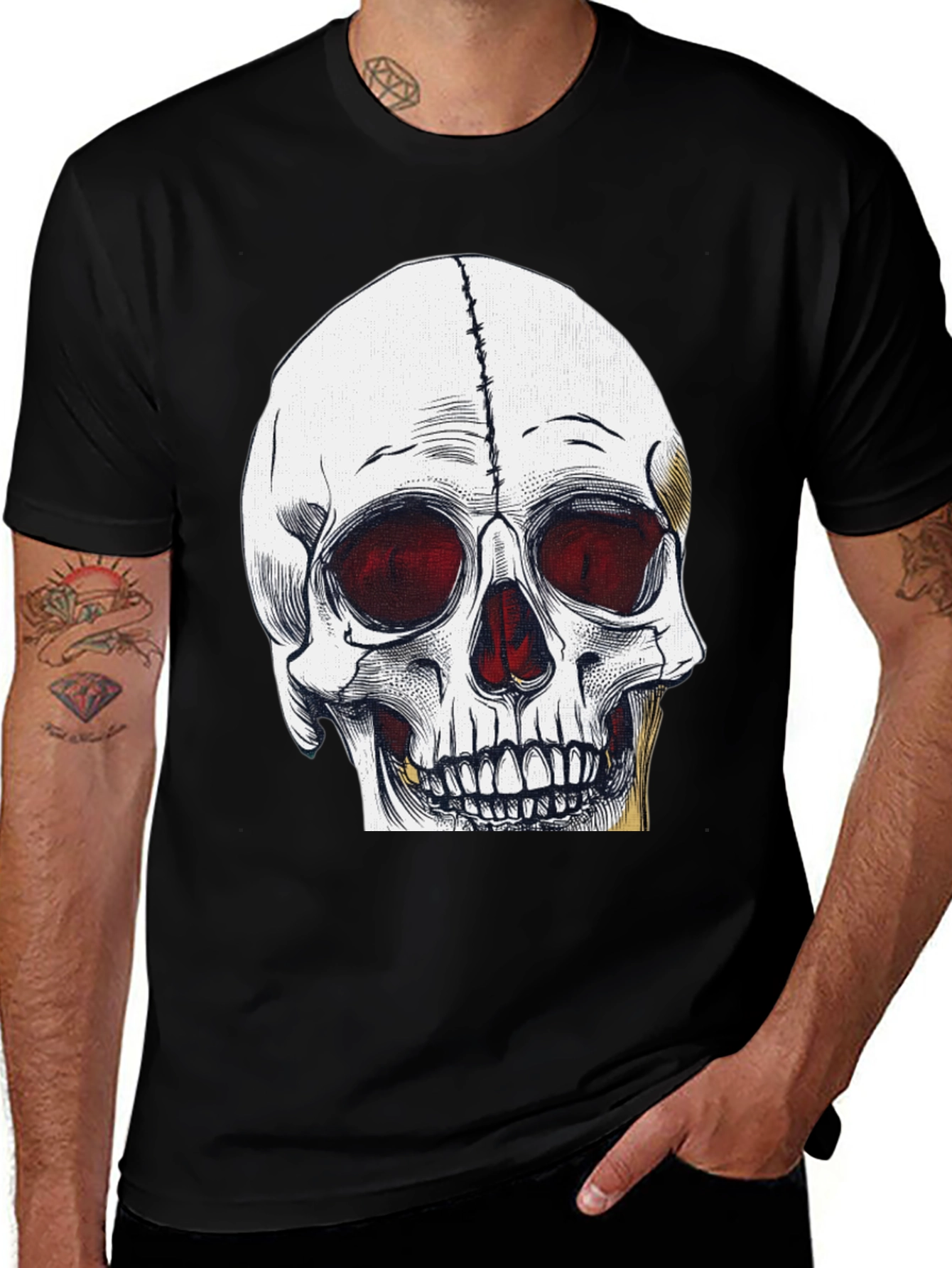Variant 15 of Skull Graphic Print Black T-Shirt