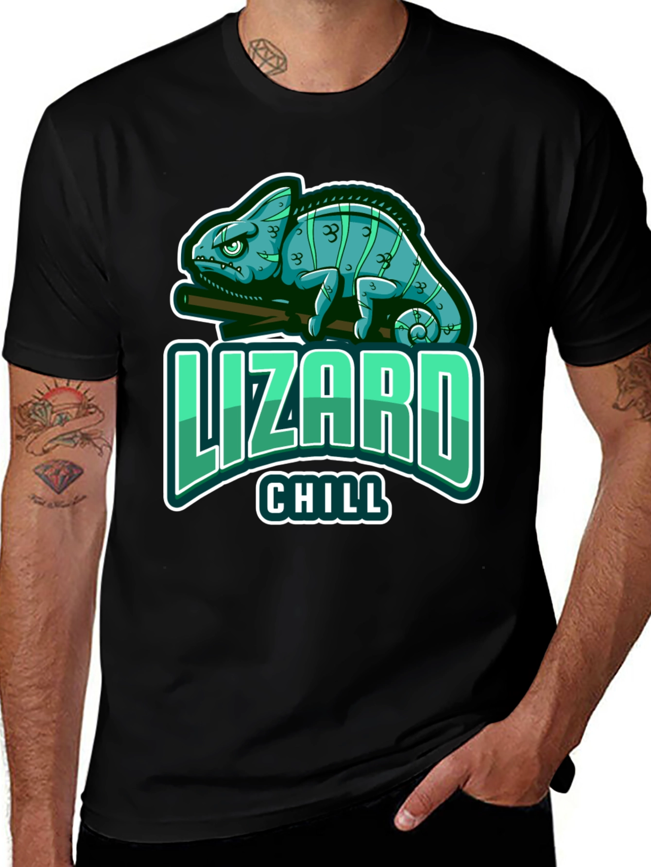 Variant 20 of Lizard Chill Graphic Tee - Cool Reptile Design