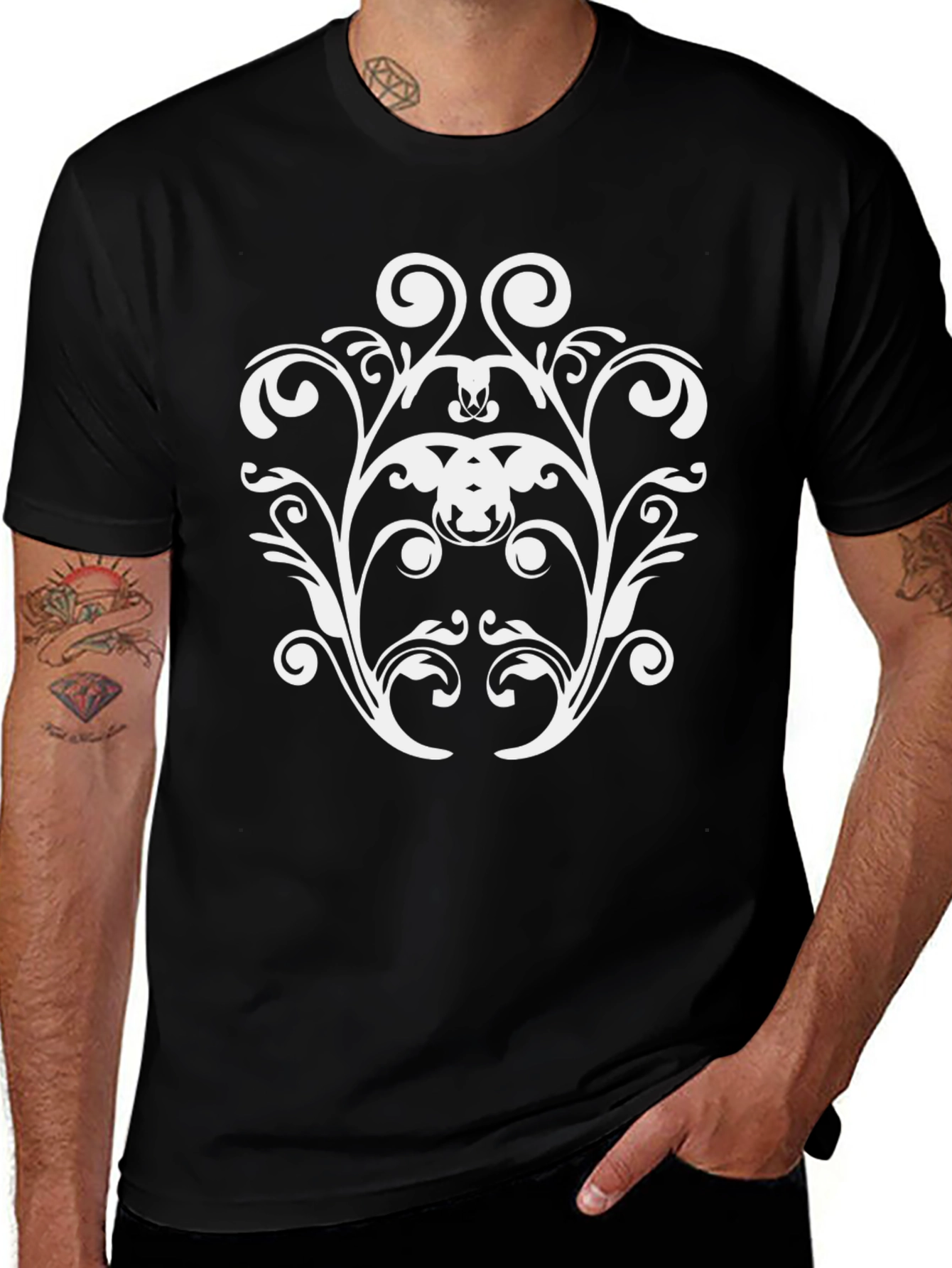 Variant 21 of Elegant Floral Design Black T-Shirt