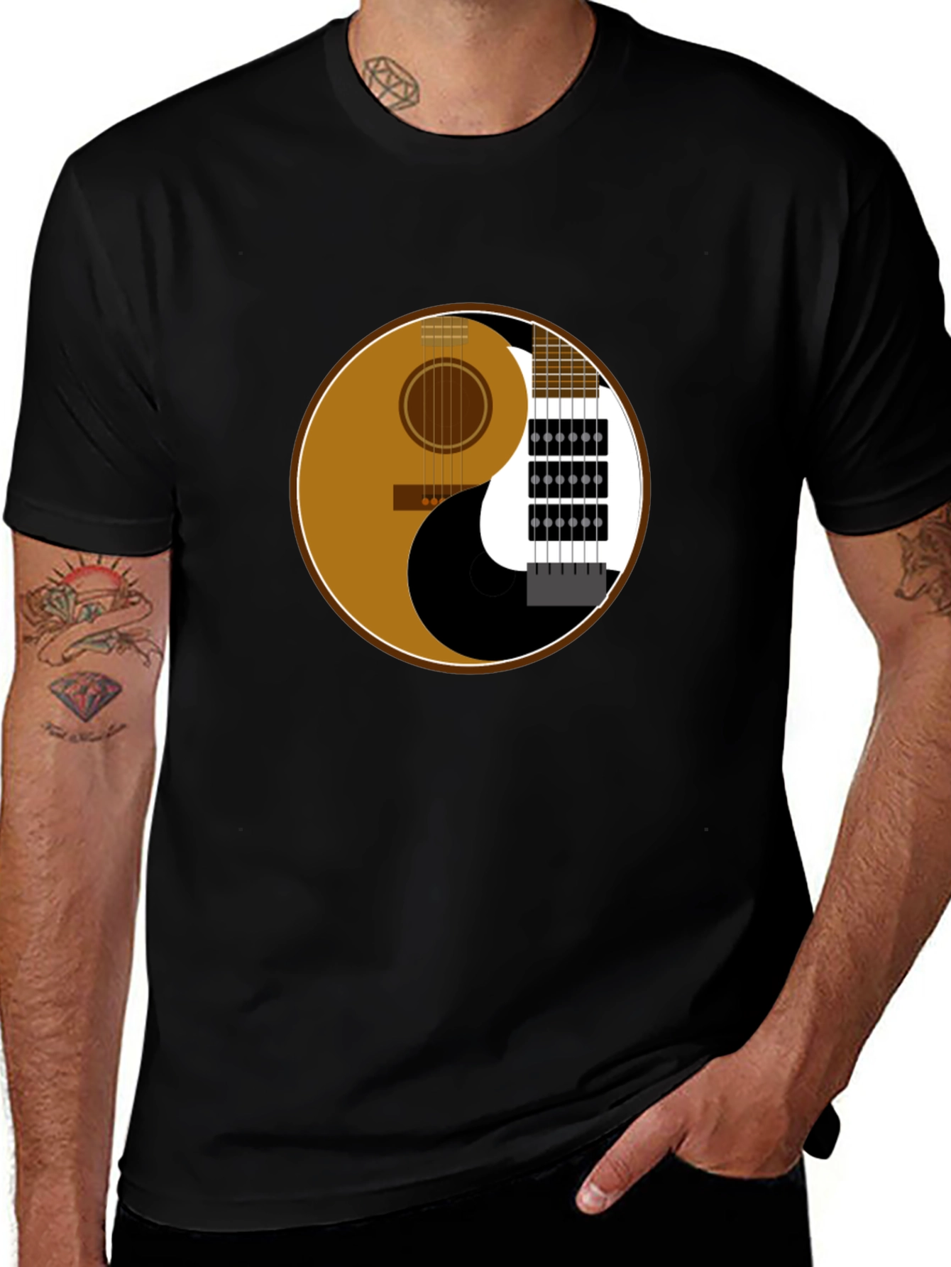 Yin Yang Guitar Graphic T-Shirt - Music Lover Tee