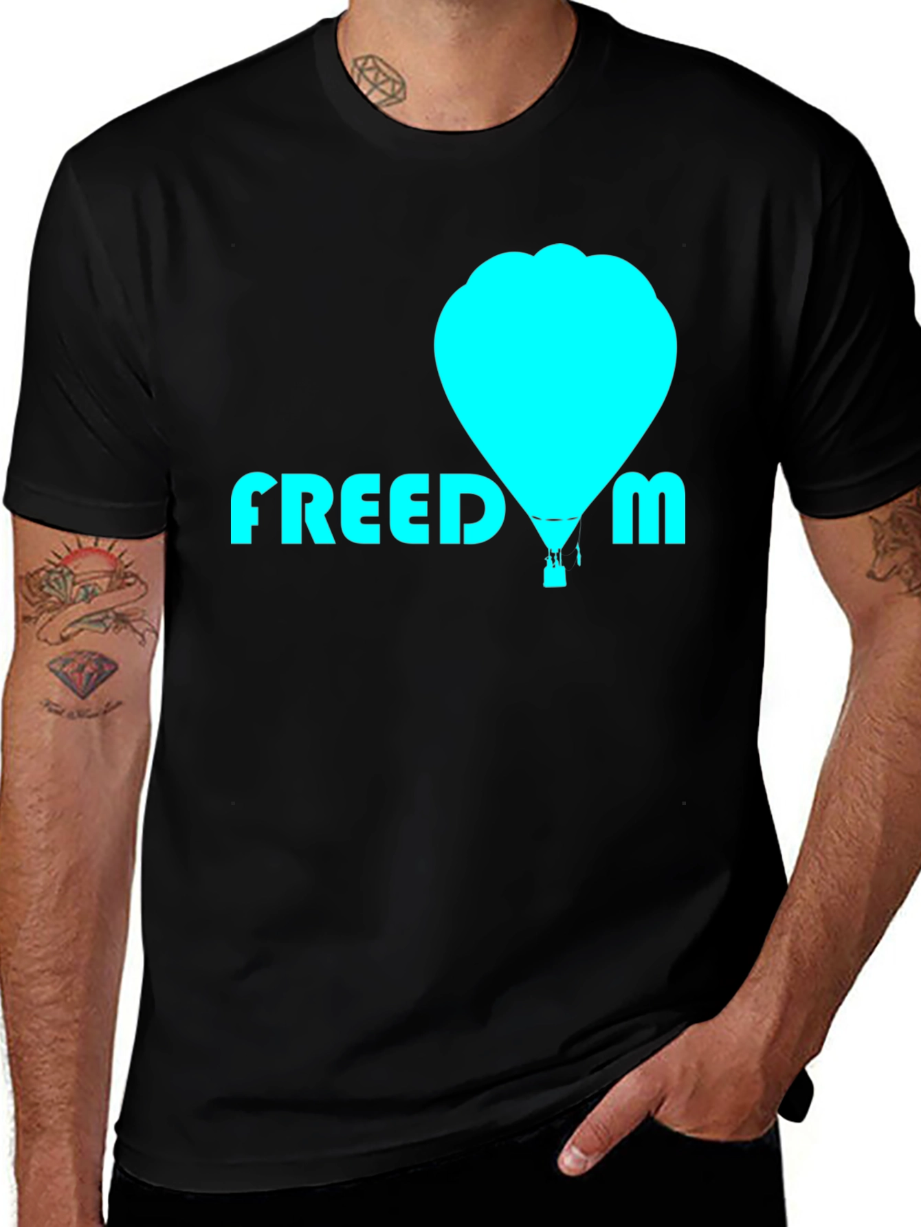 Variant 18 of Freedom Hot Air Balloon Graphic Tee - Black