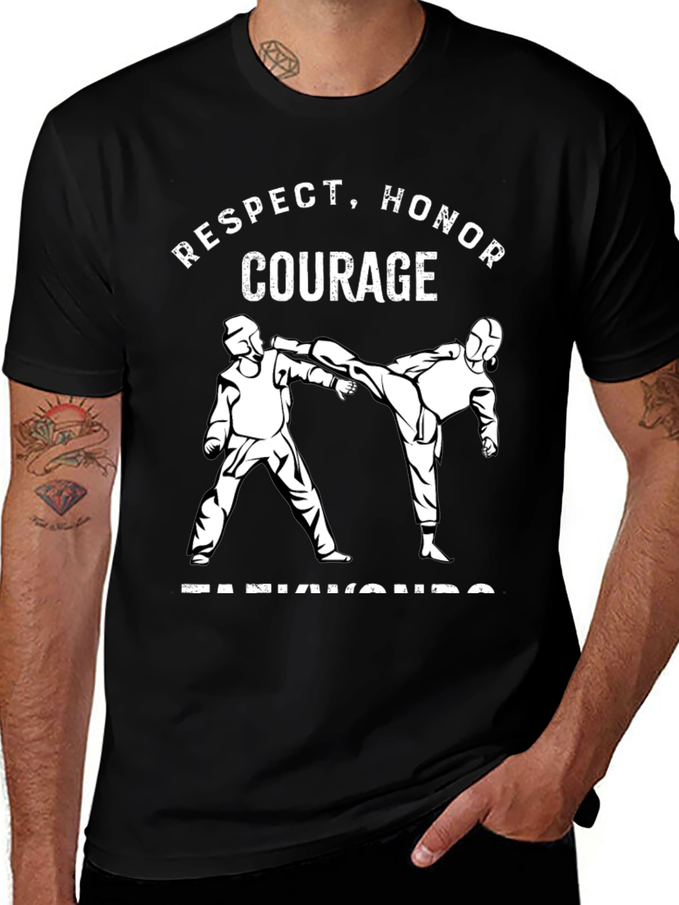 Respect Honor Courage Taekwondo Black T-Shirt