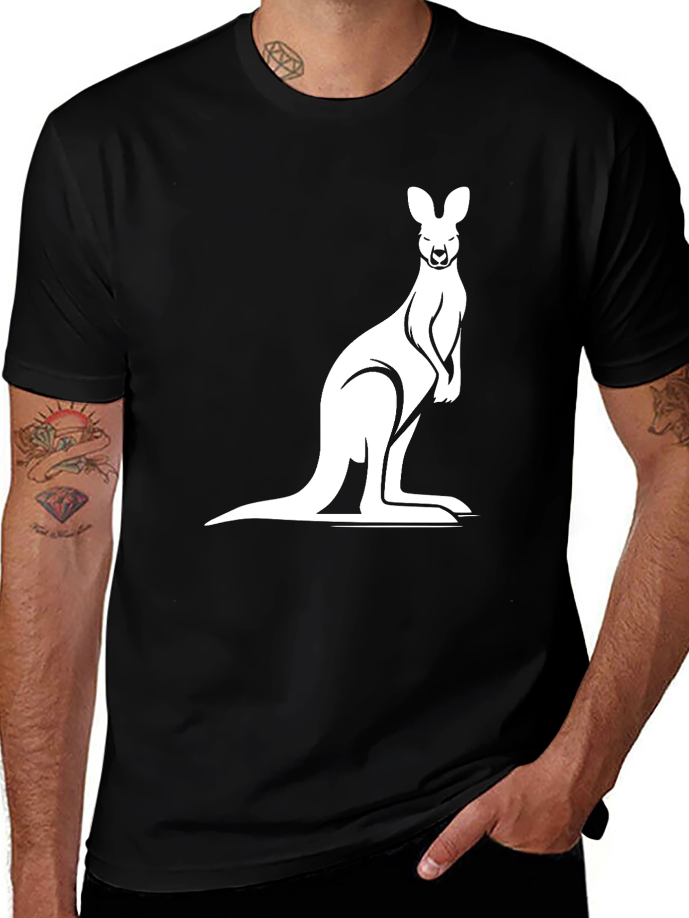 Variant 10 of Kangaroo Graphic Tee - Men's Black T-Shirt