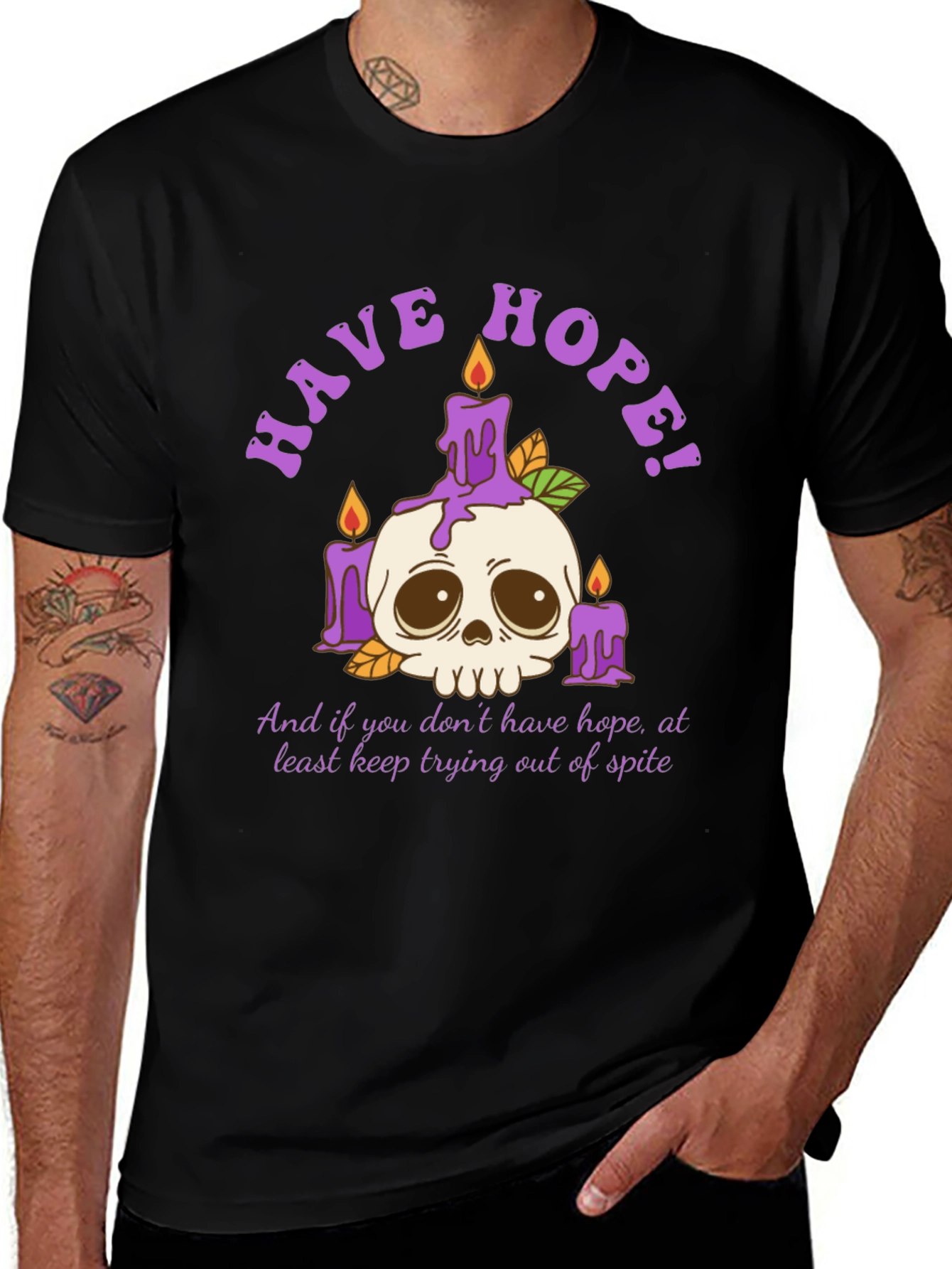 Variant 14 of Have Hope T-Shirt - Skull & Candles Graphic Tee