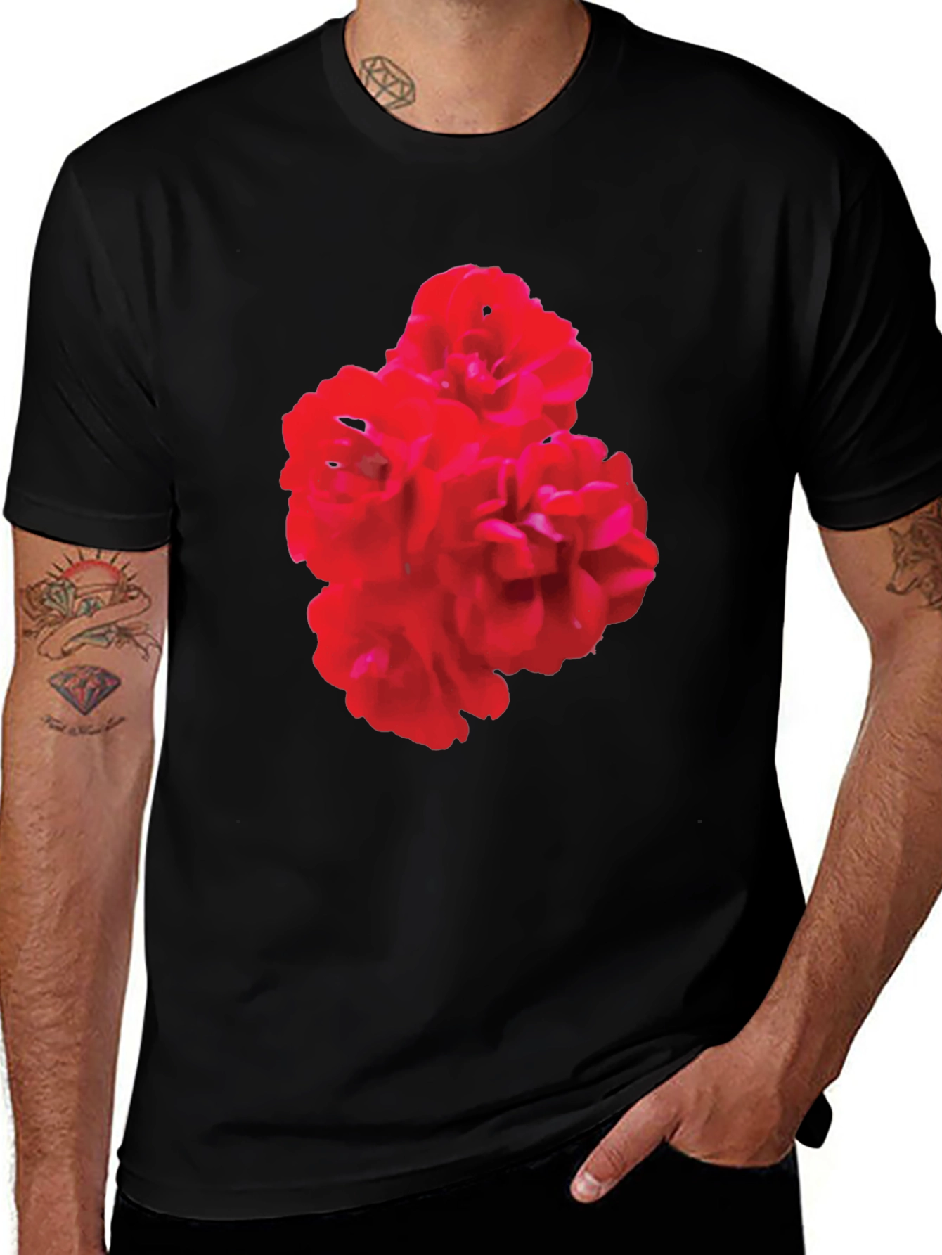 Variant 6 of Floral Print Black T-Shirt