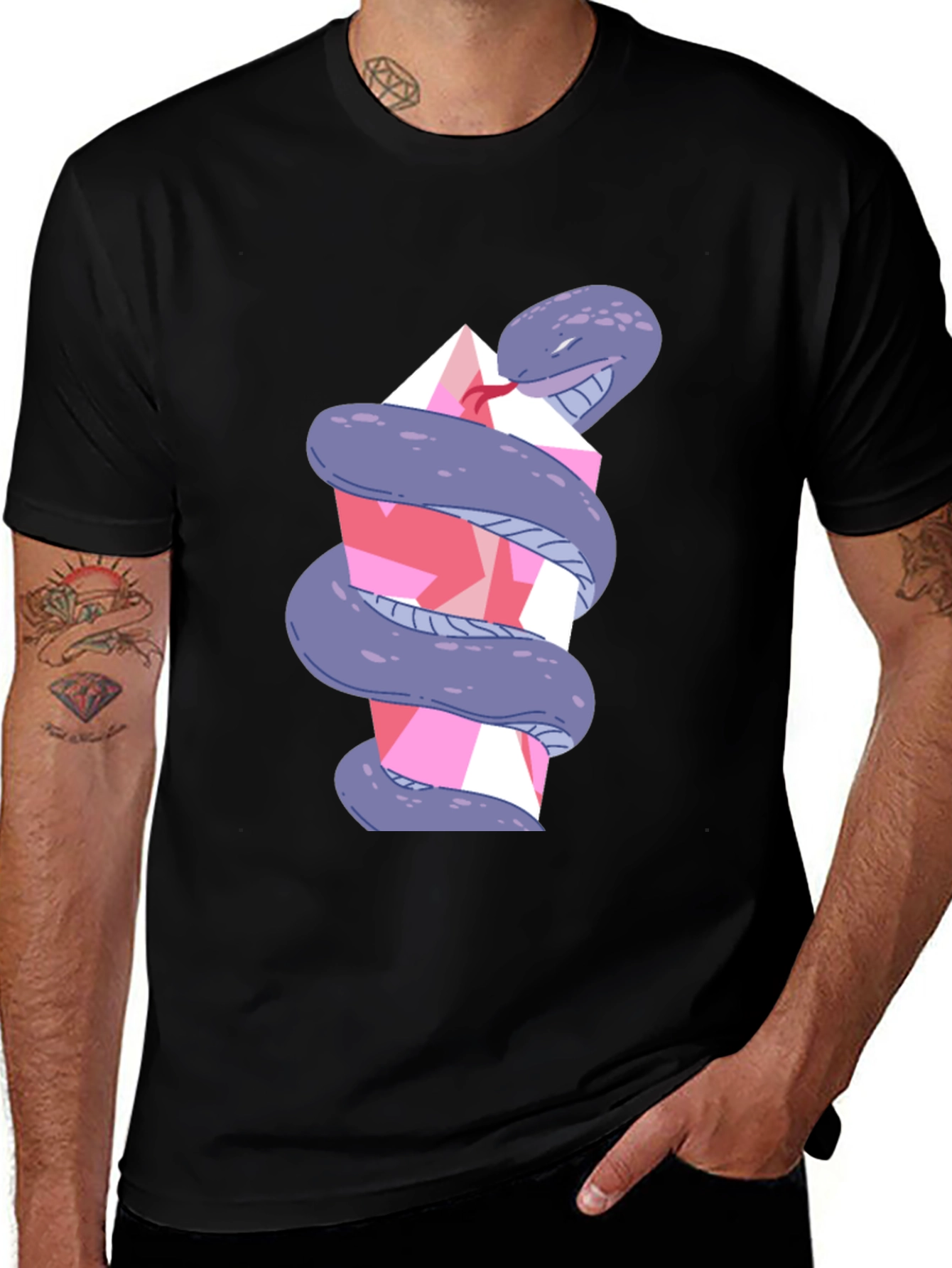 Variant 17 of Snake Wrapped Crystal T-Shirt - Unique Graphic Tee