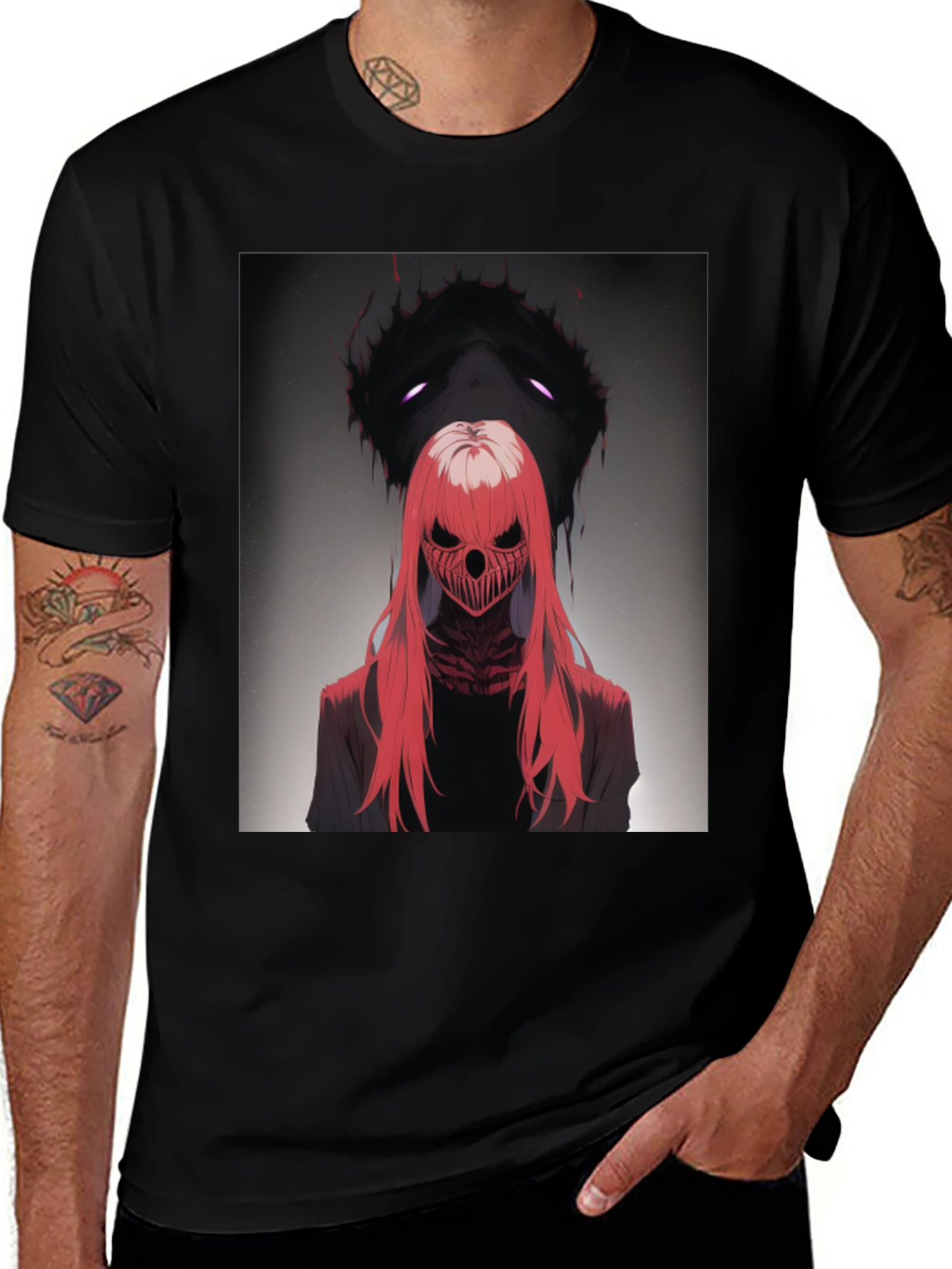 Variant 18 of Graphic Tee: Anime-Inspired Black T-Shirt