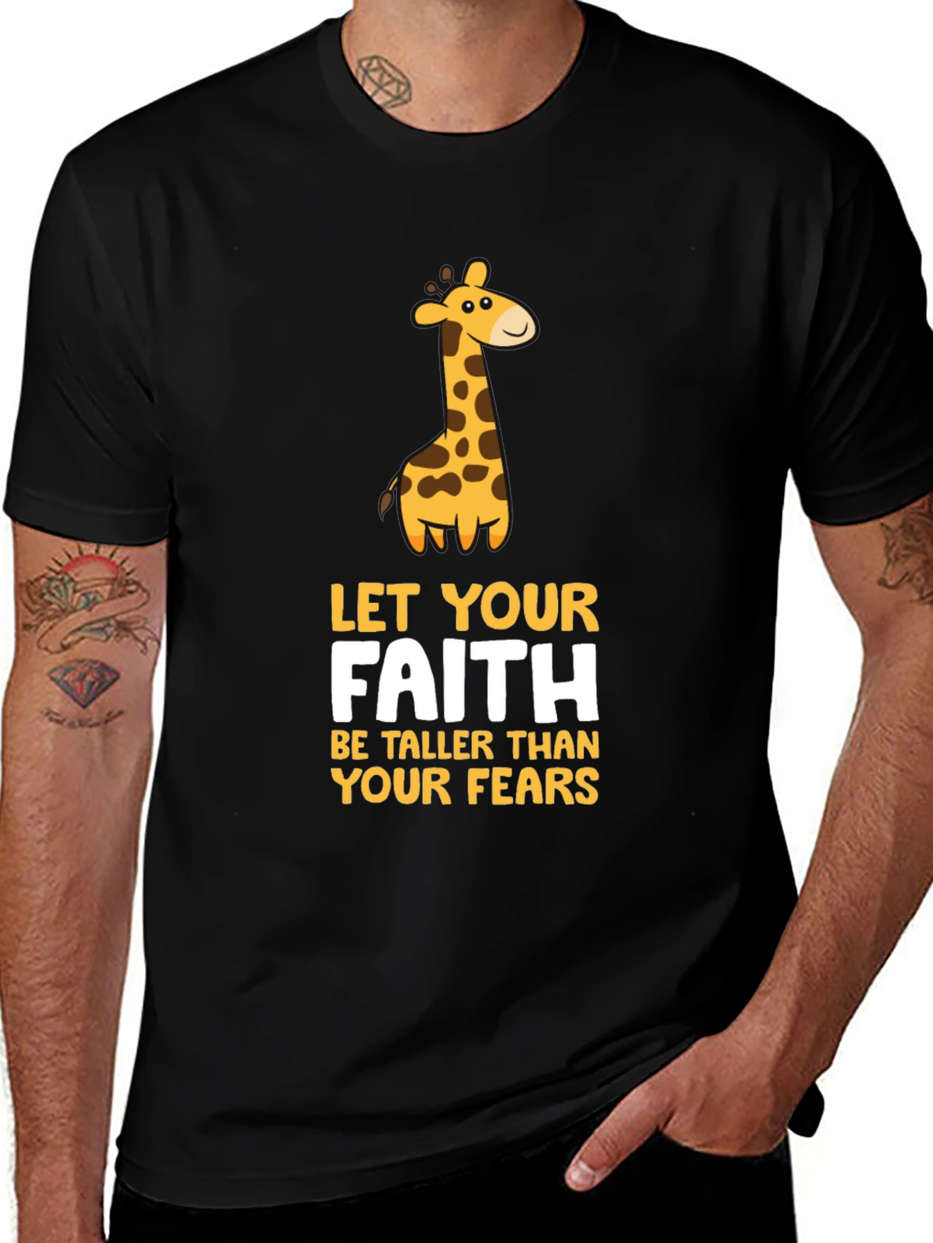 Variant 6 of Faith Giraffe Graphic Tee - Unisex Black T-Shirt