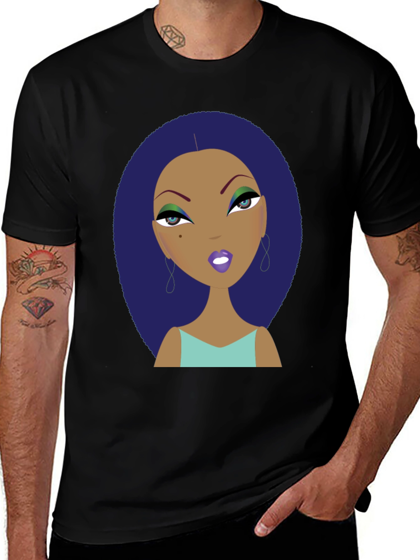 Variant 18 of Funky Cartoon Lady Graphic Print Tee