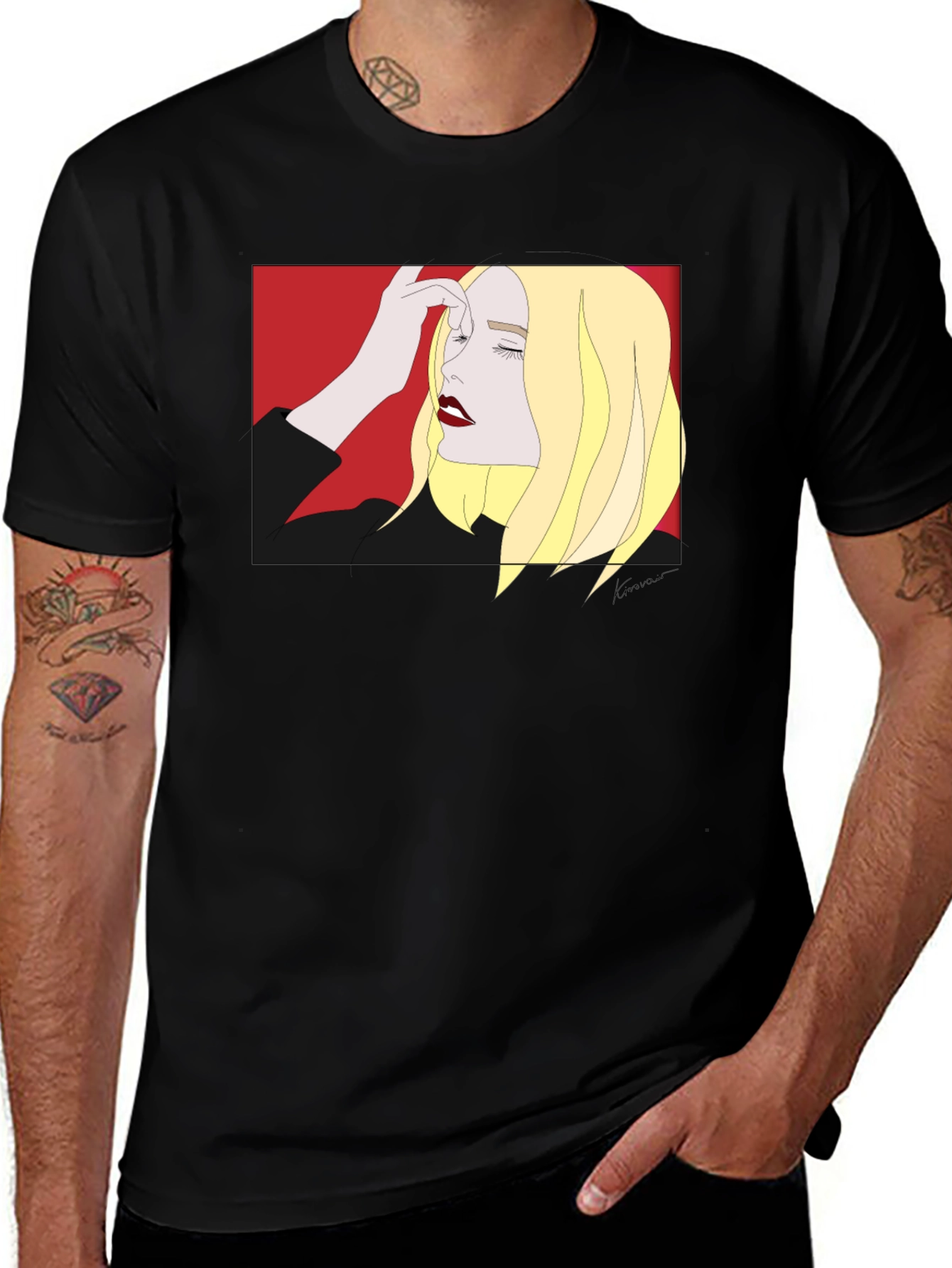 Variant 29 of Black Graphic Tee - Stylish Woman Design