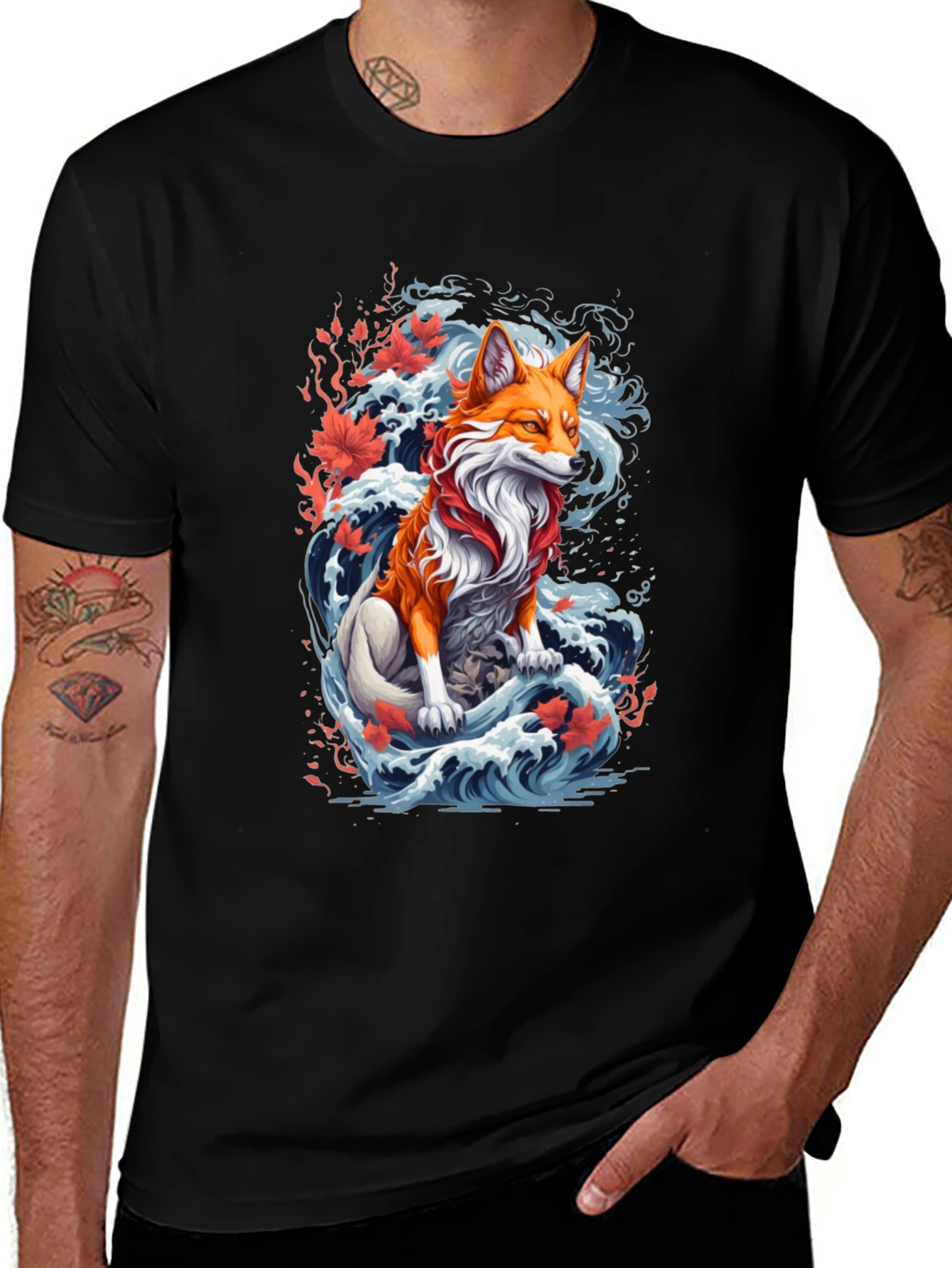 Variant 18 of Fox Wave Graphic Tee - Unique Animal Design