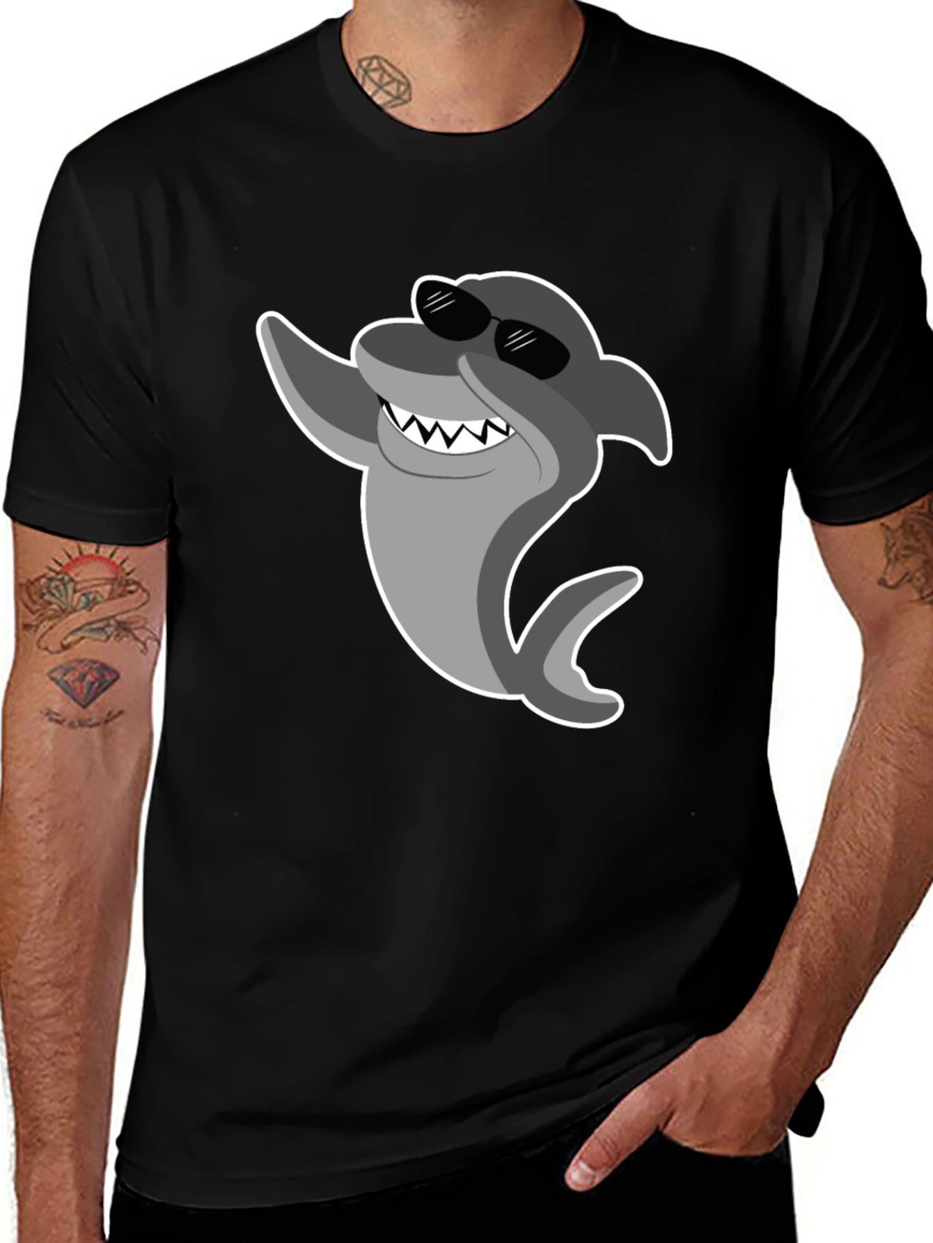 Variant 15 of Cool Shark Graphic T-Shirt - Black Cotton Tee