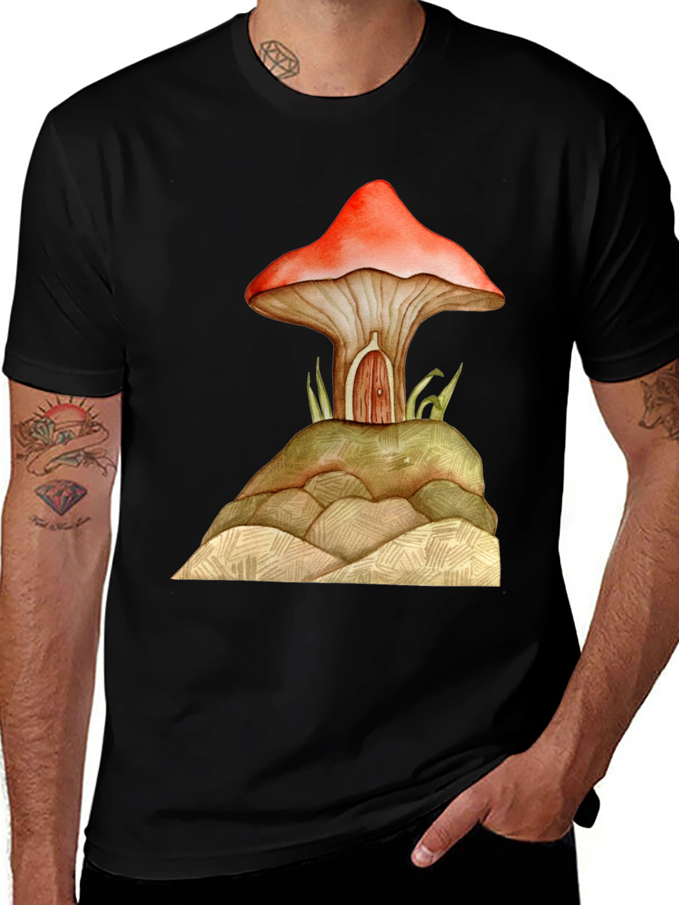 Variant 8 of Mushroom House Graphic Tee - Unique Design