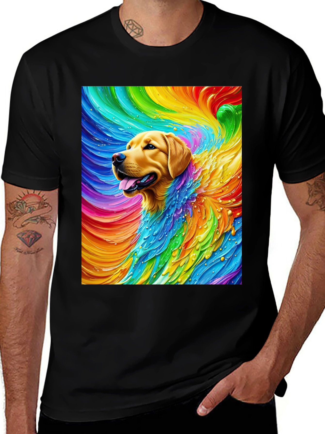 Variant 20 of Rainbow Dog Graphic Tee - Soft Cotton Blend T-Shirt