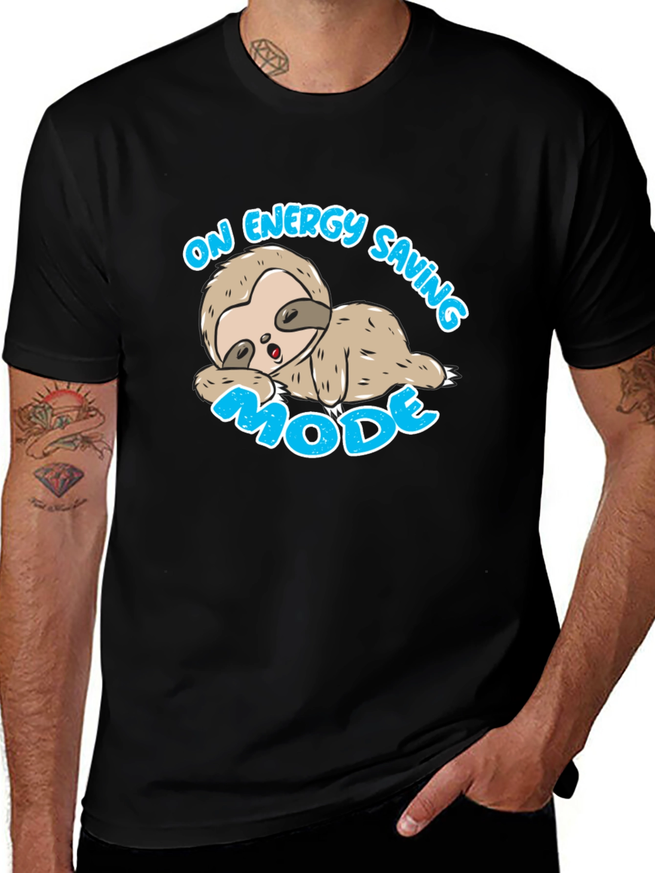 Variant 28 of Lazy Sloth 'On Energy Saving Mode' T-Shirt