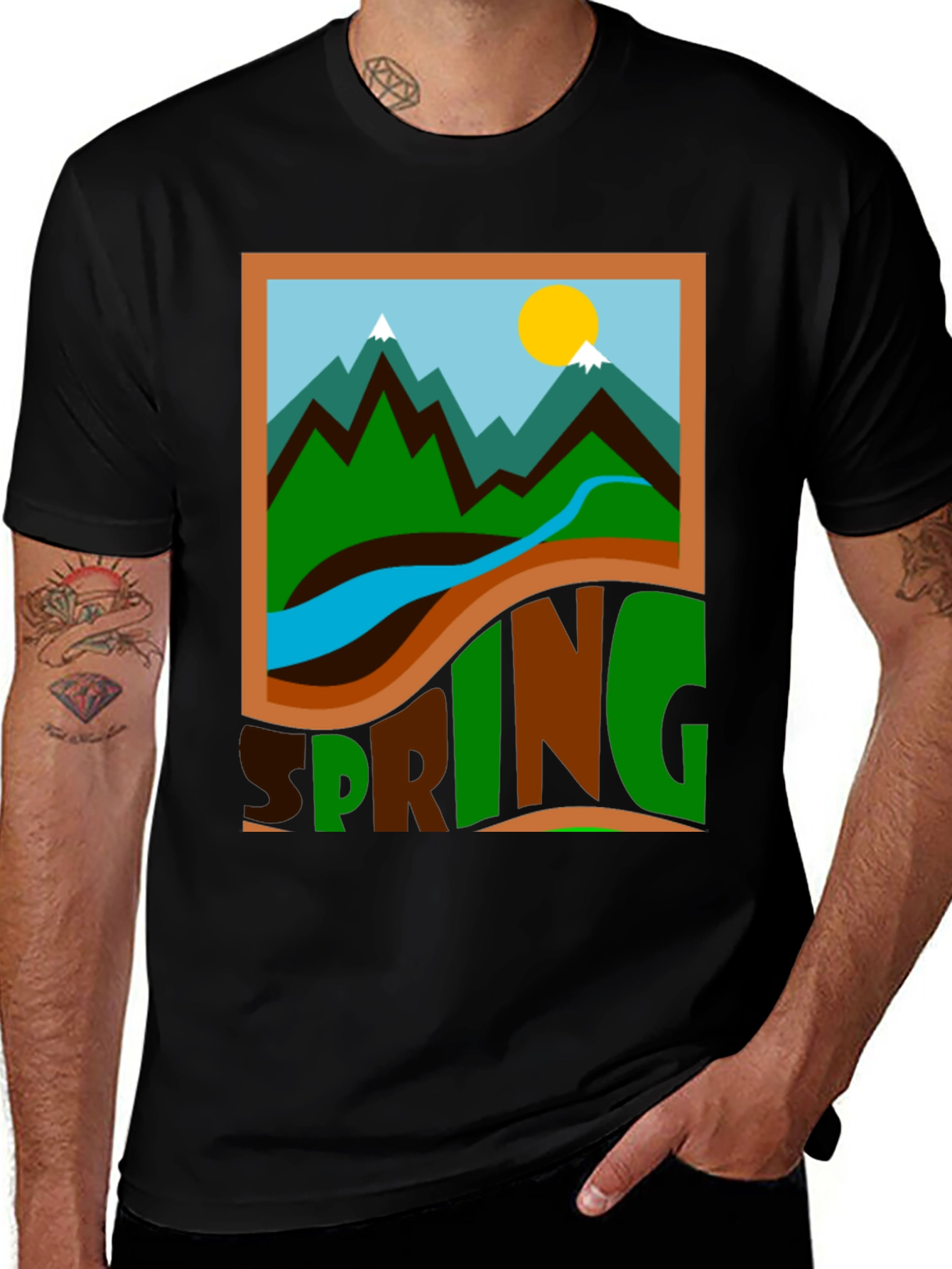 Variant 4 of Spring Landscape Graphic Tee - Nature Inspired Shirt