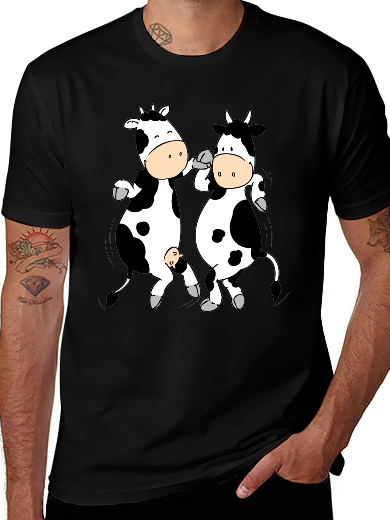 Variant 14 of Funny Cow T-Shirt - Black Cotton Tee