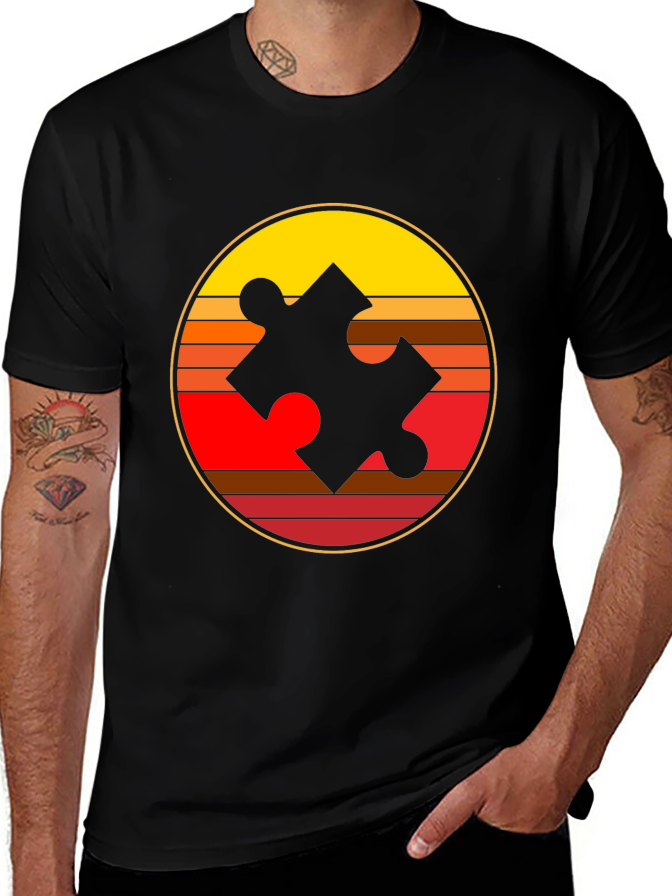 Variant 5 of Retro Puzzle Piece Graphic T-Shirt