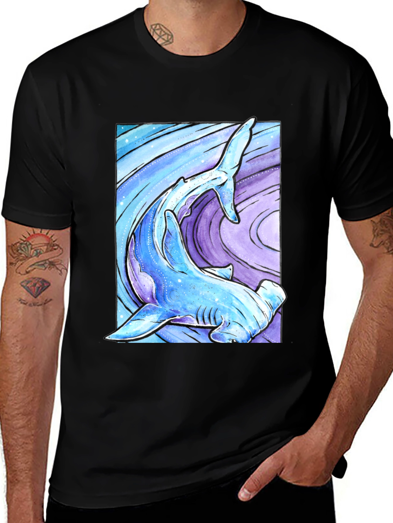 Hammerhead Shark Graphic Print T-Shirt