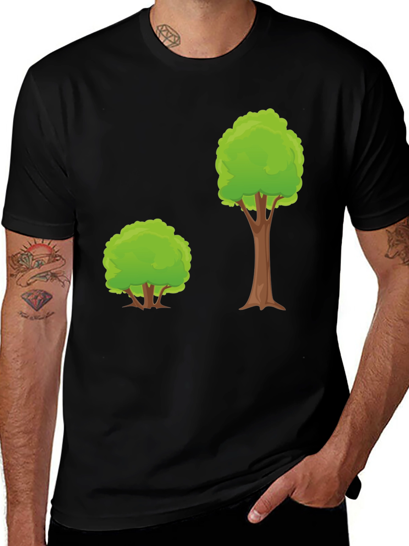 Variant 10 of Cartoon Tree Graphic Tee - Black