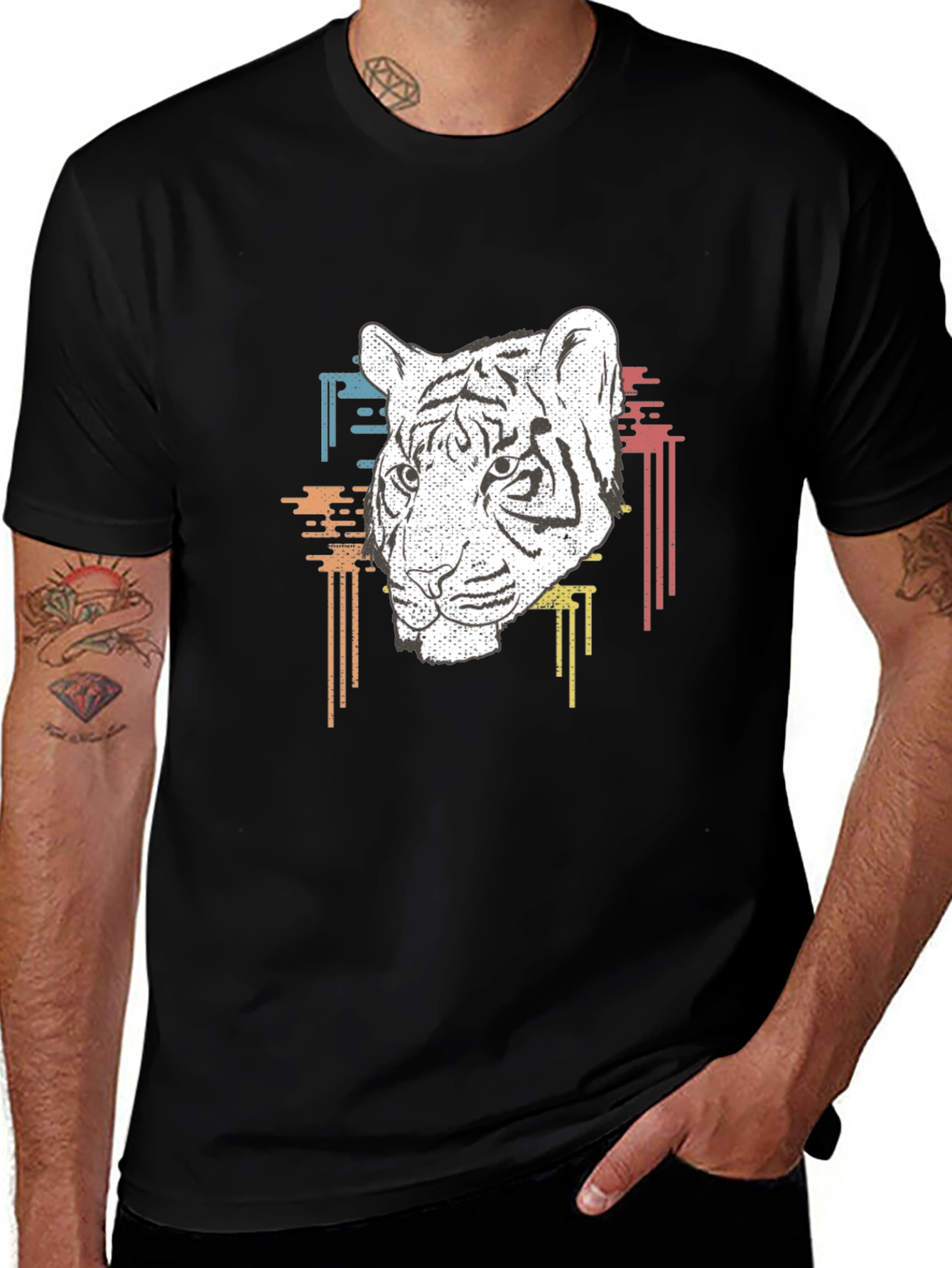 Variant 13 of Tiger Graphic Print Men's Black T-Shirt