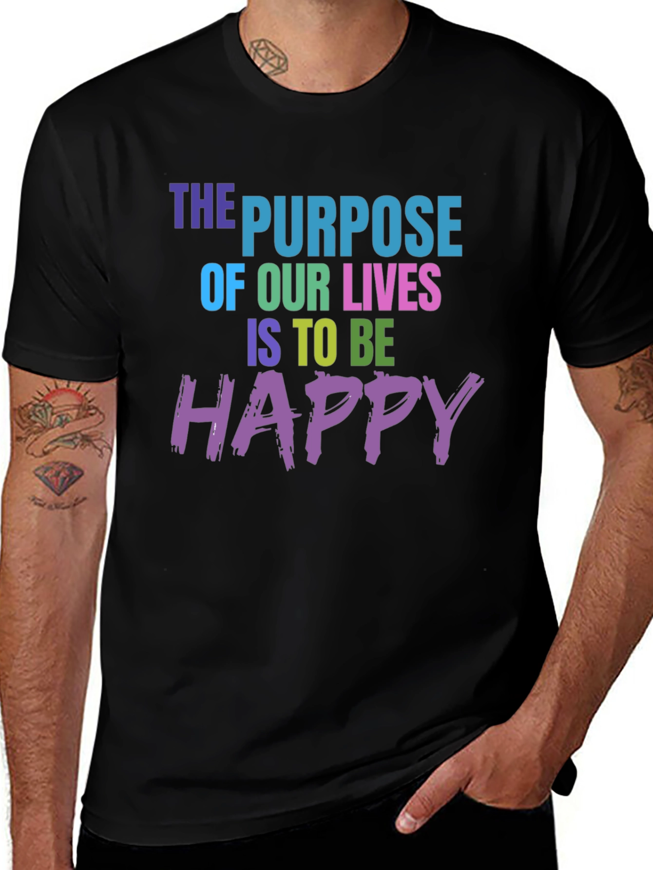 Variant 13 of Purpose of Life Graphic T-Shirt - Be Happy!
