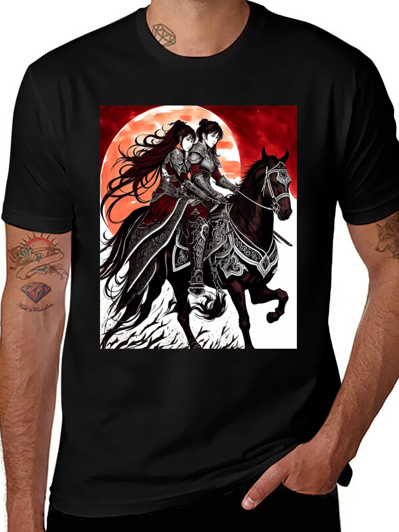 Variant 22 of Anime Warrior Horseback Ride Graphic T-Shirt