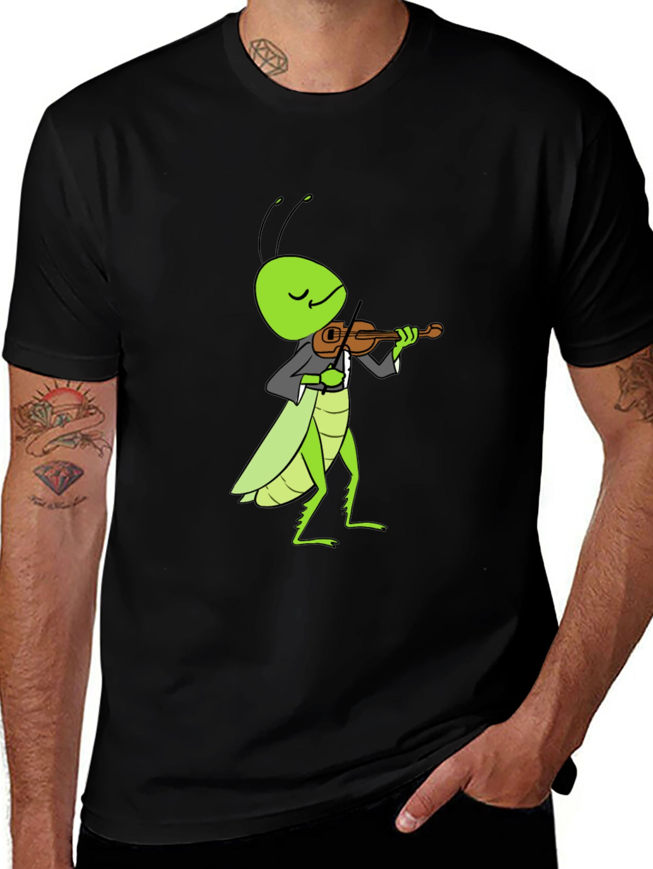 Variant 24 of Grasshopper Violinist Graphic Tee - Black