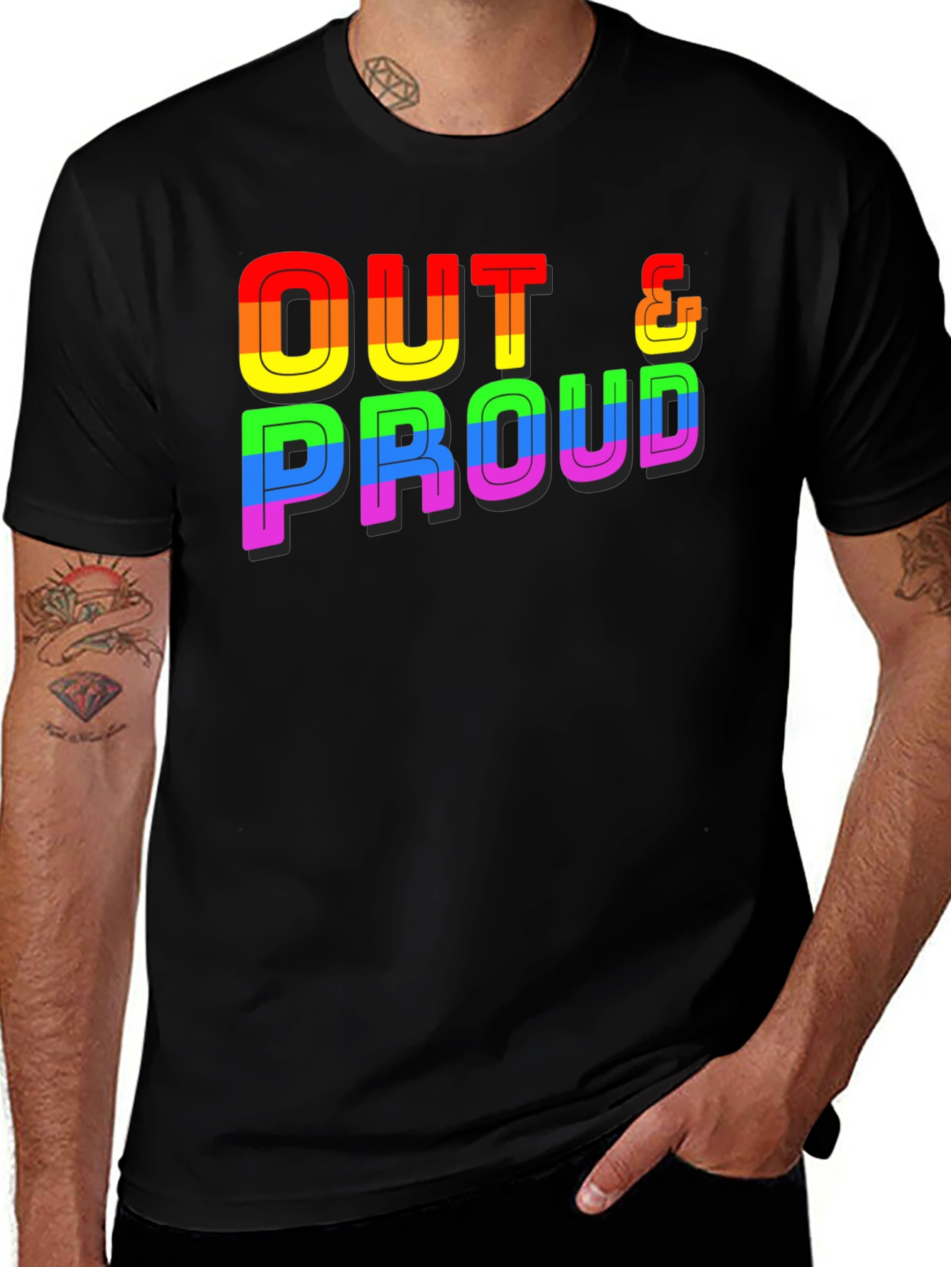 Black Out & Proud Rainbow Graphic Tee main image