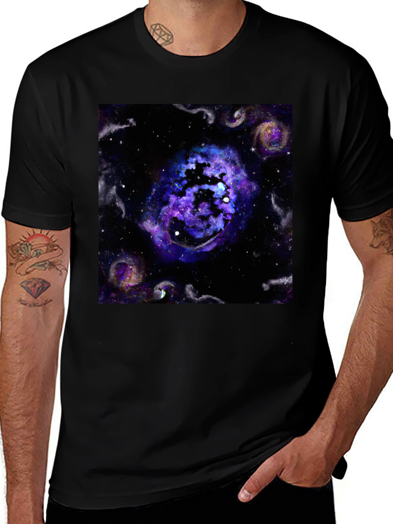 Variant 17 of Galaxy Nebula Graphic Black T-Shirt
