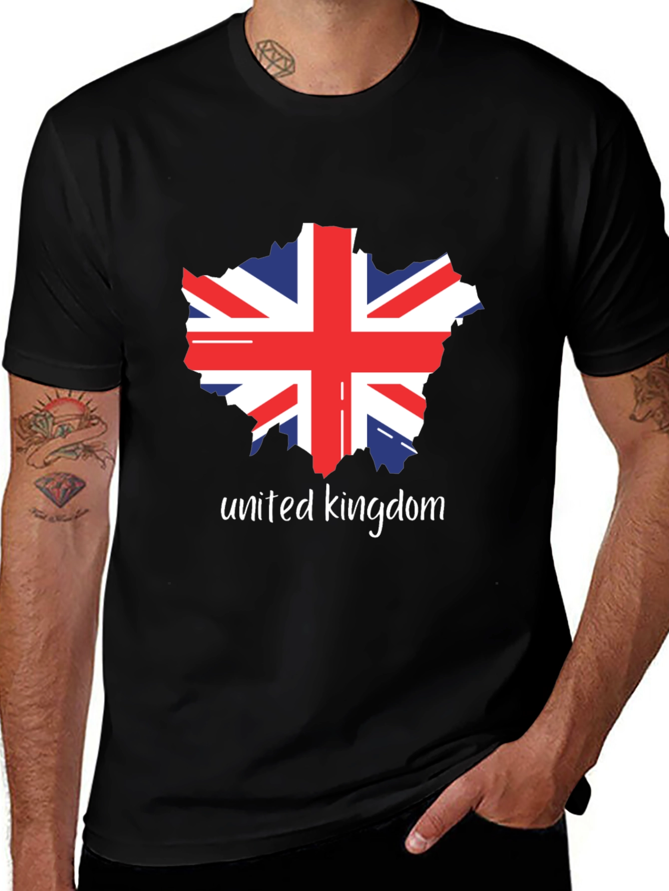 United Kingdom Flag Graphic Black T-Shirt