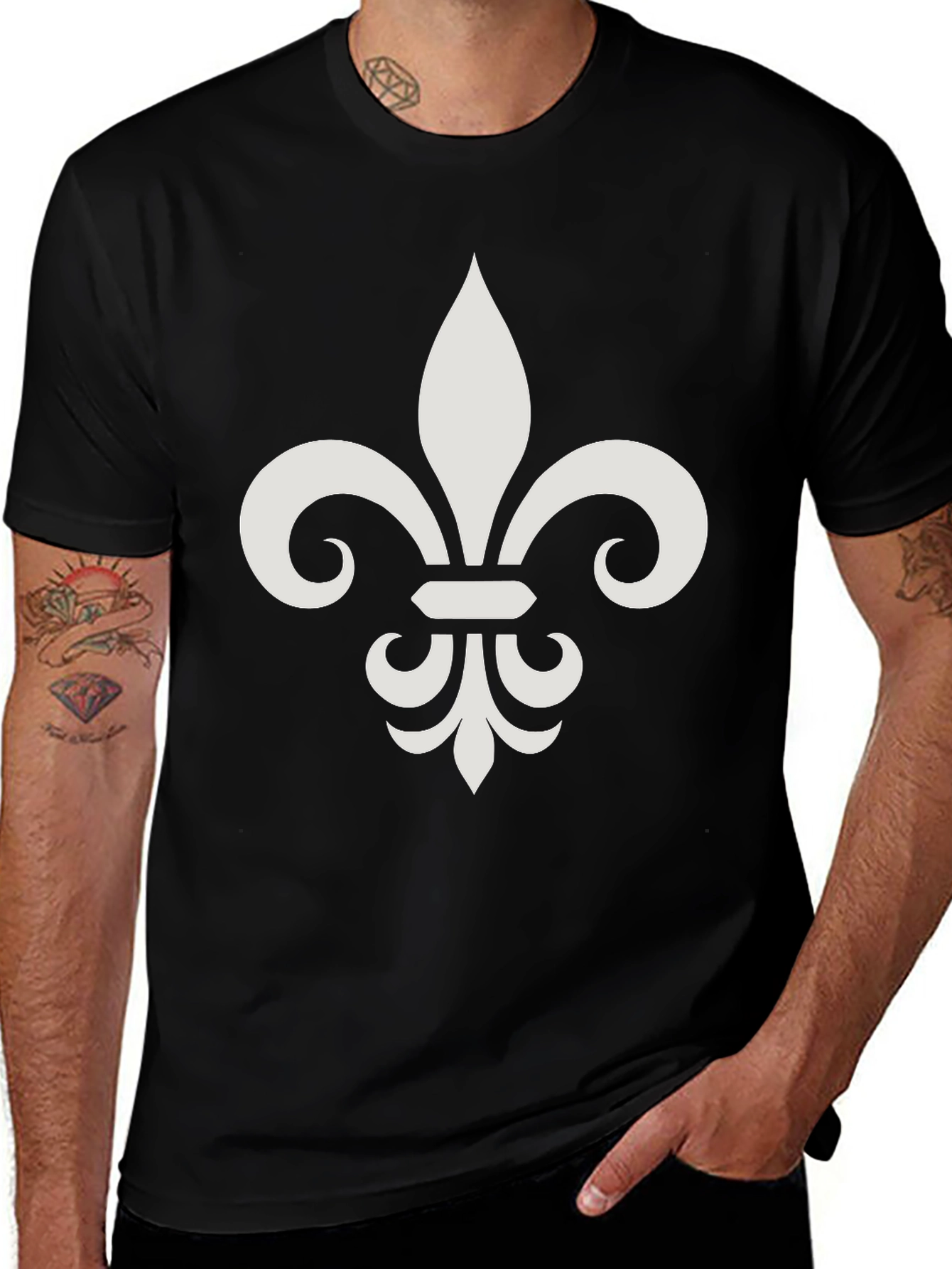 Variant 12 of Fleur-de-lis Graphic Black T-Shirt