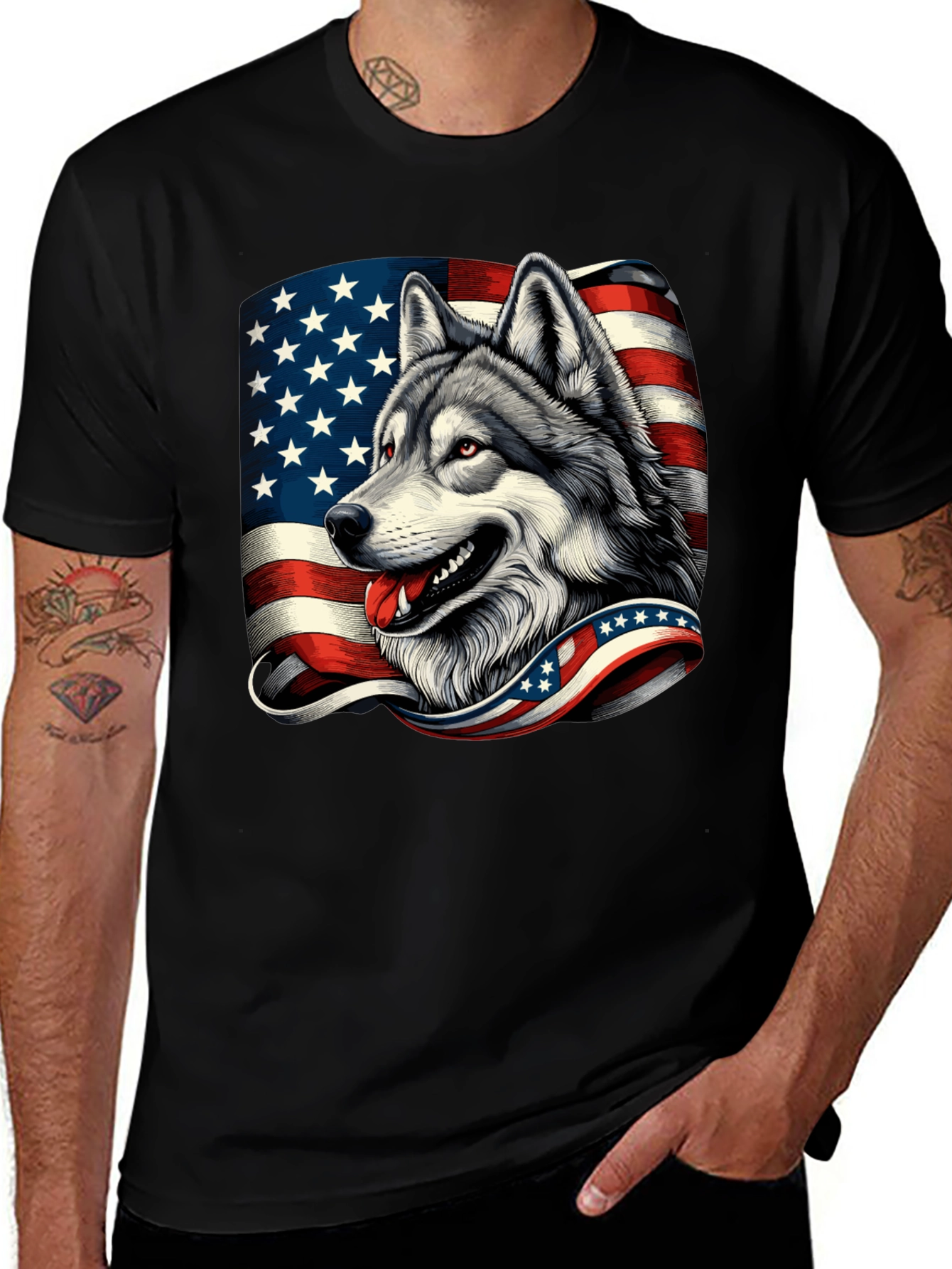 Variant 21 of Patriotic Wolf Graphic T-Shirt